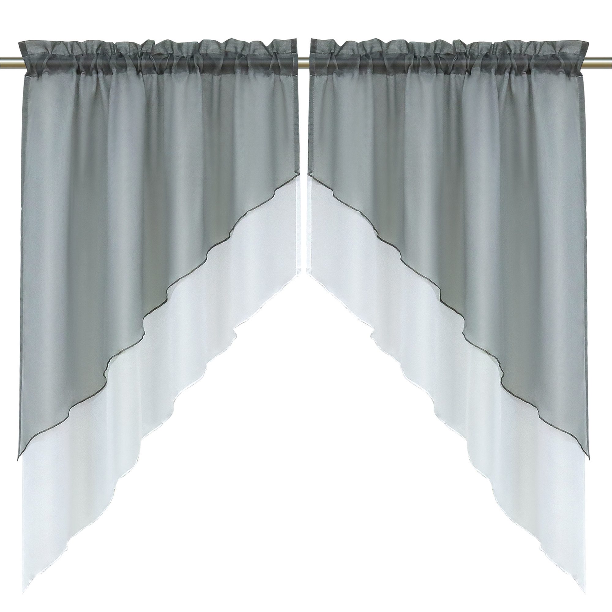 Delien Scheibengardine Beyza, Stangendurchzug (2 St), transparent, Zweifarbig