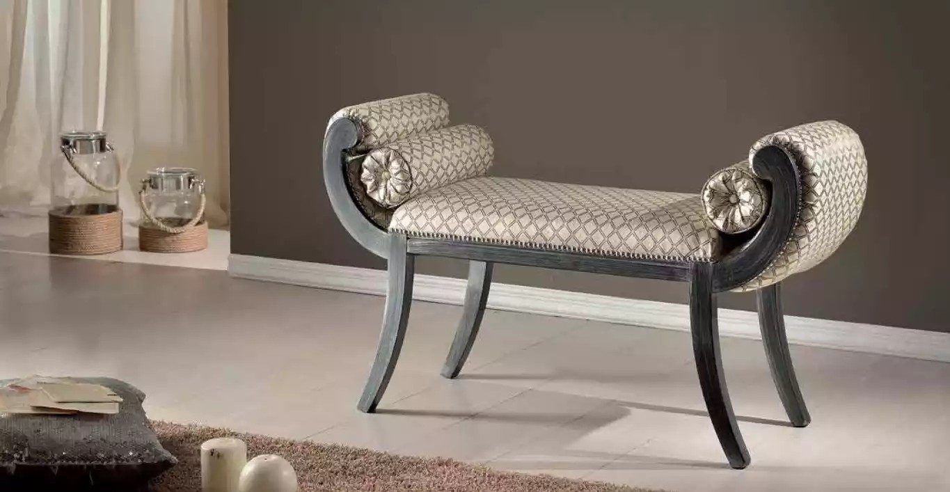 JVmoebel Sitzbank Elegante Polsterbank in Beige und Grau mit dekorativem Kissen (1-St), Made in Europa