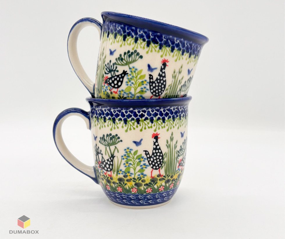 Ceramika Bolesławiecka Kalich Becher Handgefertigte Bunzlauer Keramik Tasse, Becher 400 ml UNIKAT