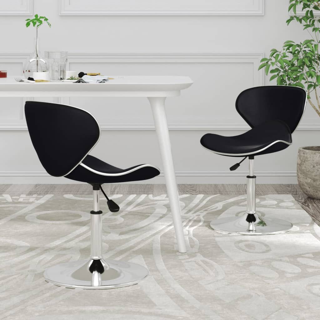 Esszimmerstuhl Esszimmer-Drehstuhl Schwarz 45,5x45x(61-76) cm mit Kunstlederbezug