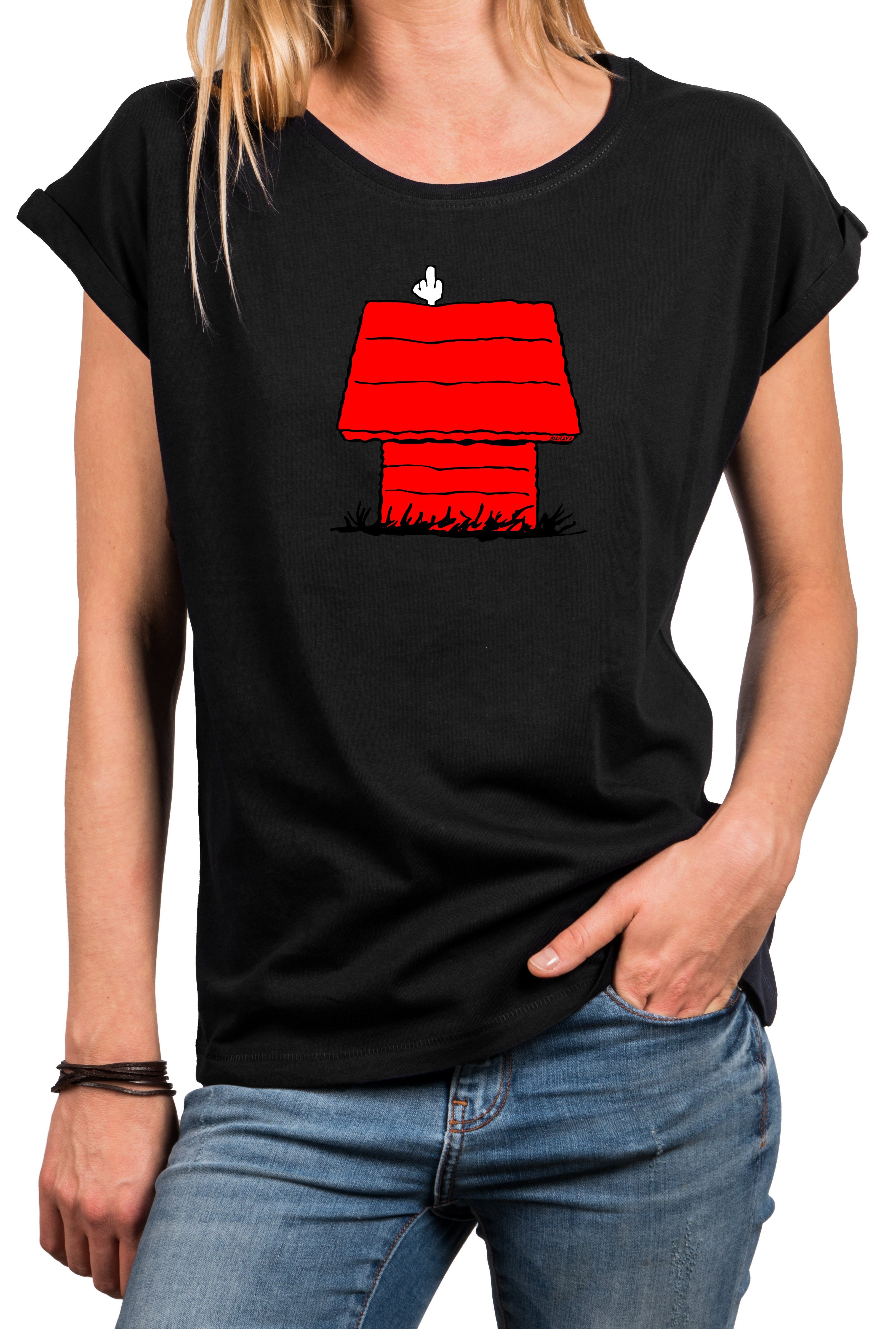 MAKAYA T-Shirt Damen Kurzarm Sommer Top mit Print Lustige Oberteile Aufdruck Frauen (Rundhals, Blau, Grau, Rosa, Schwarz, Weiß) große Größen