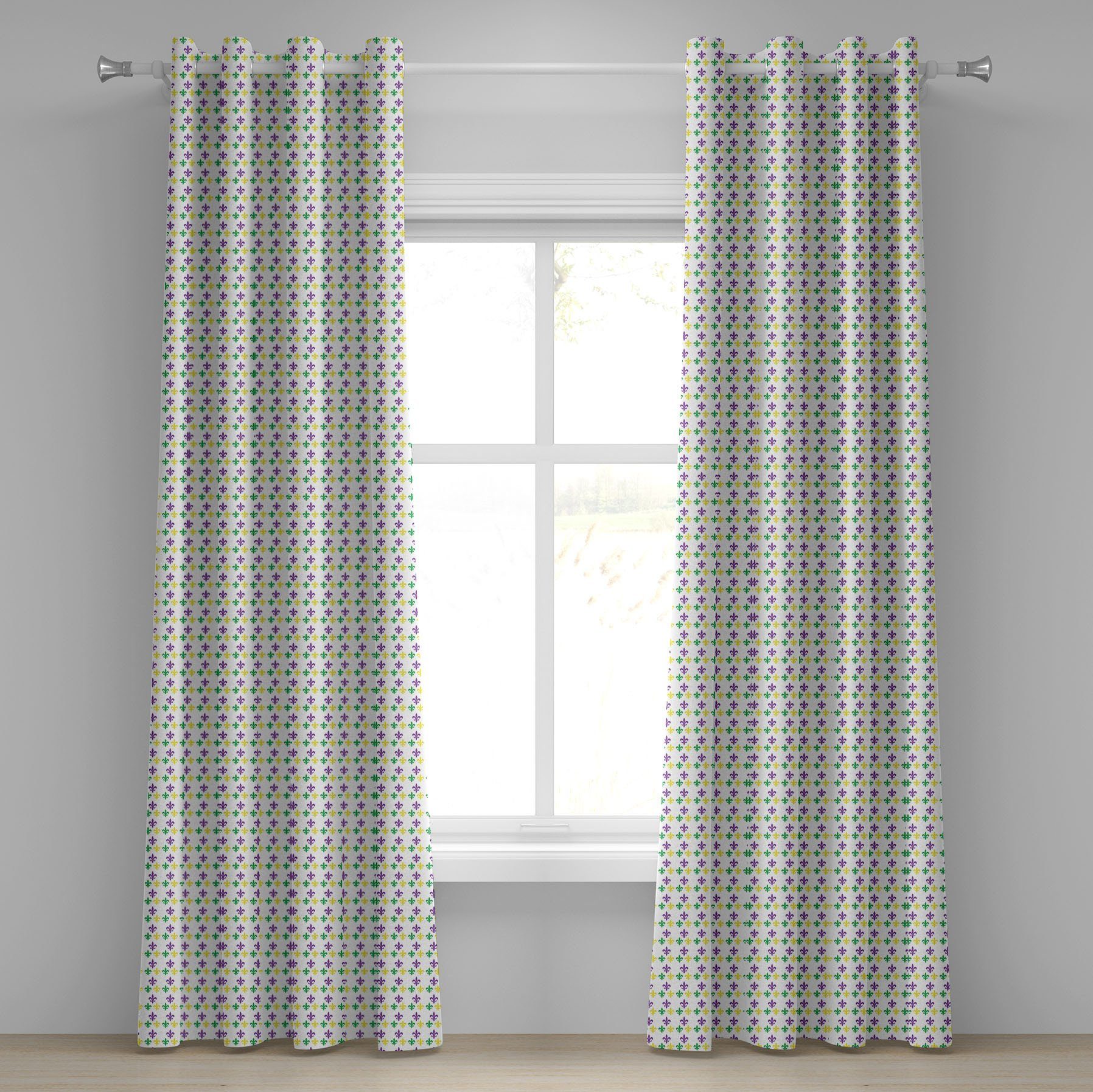 Gardine Dekorative 2-Panel-Fenstervorhänge für Schlafzimmer Wohnzimmer, Abakuhaus, Karneval-Lilien-Blumen Karneval