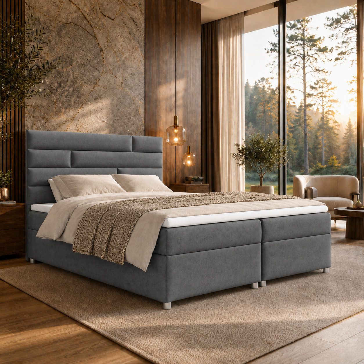 Best for Home Boxspringbett mit Bettkasten Trinity K-5 Bonellfederkern inkl. 5 cm Topper (Komplettbett, 1-St., 140x200 160x200 180x200 200x200 cm), Ergonomischer Schlafkomfort, druckentlastender Topper