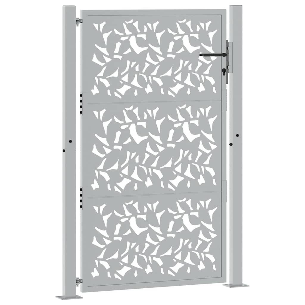 vidaXL Gartentor Gartentor 100x150 cm Wetterfester Stahl Blattdesign