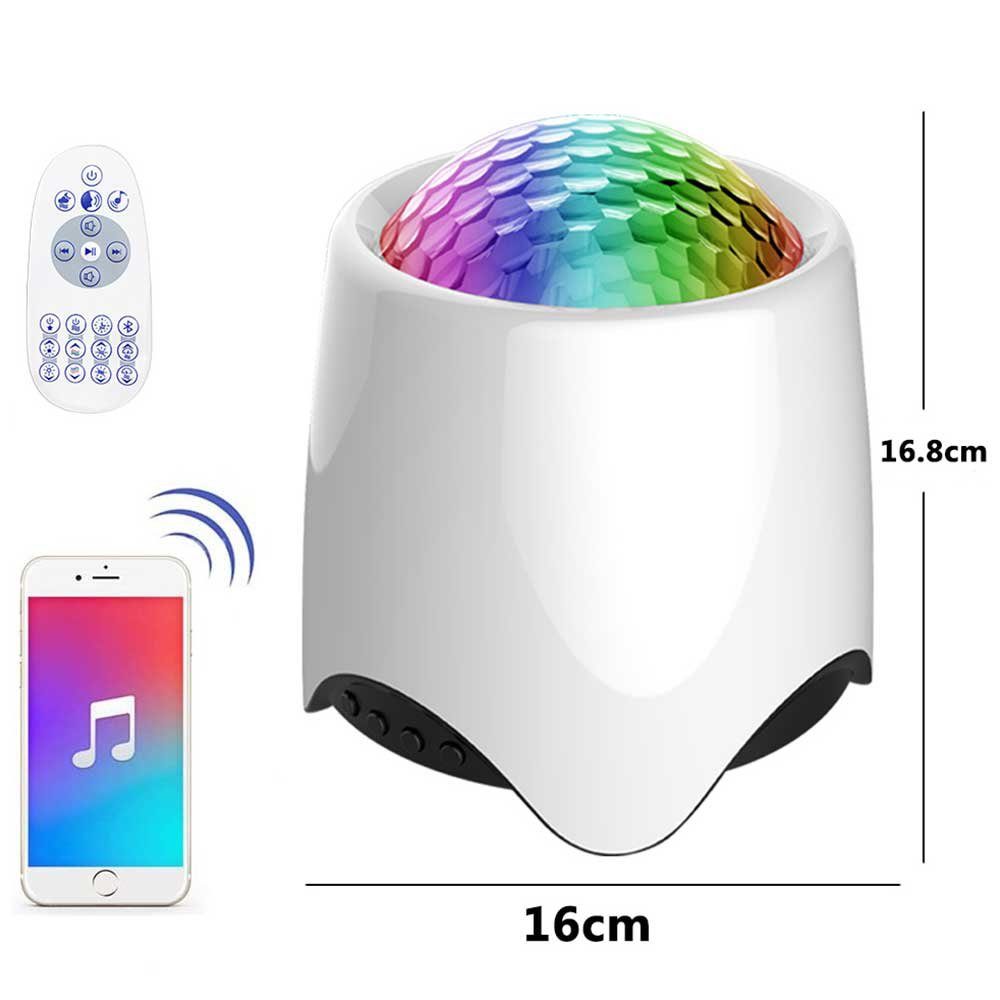 Laybasic LED Bluetooth-Lautsprecher, Projector, Weiß-2 Sprachsteuerung, Projektor,LED Galaxy Zeitschaltuhr Nachtlicht Sternenhimmel Nachtlicht