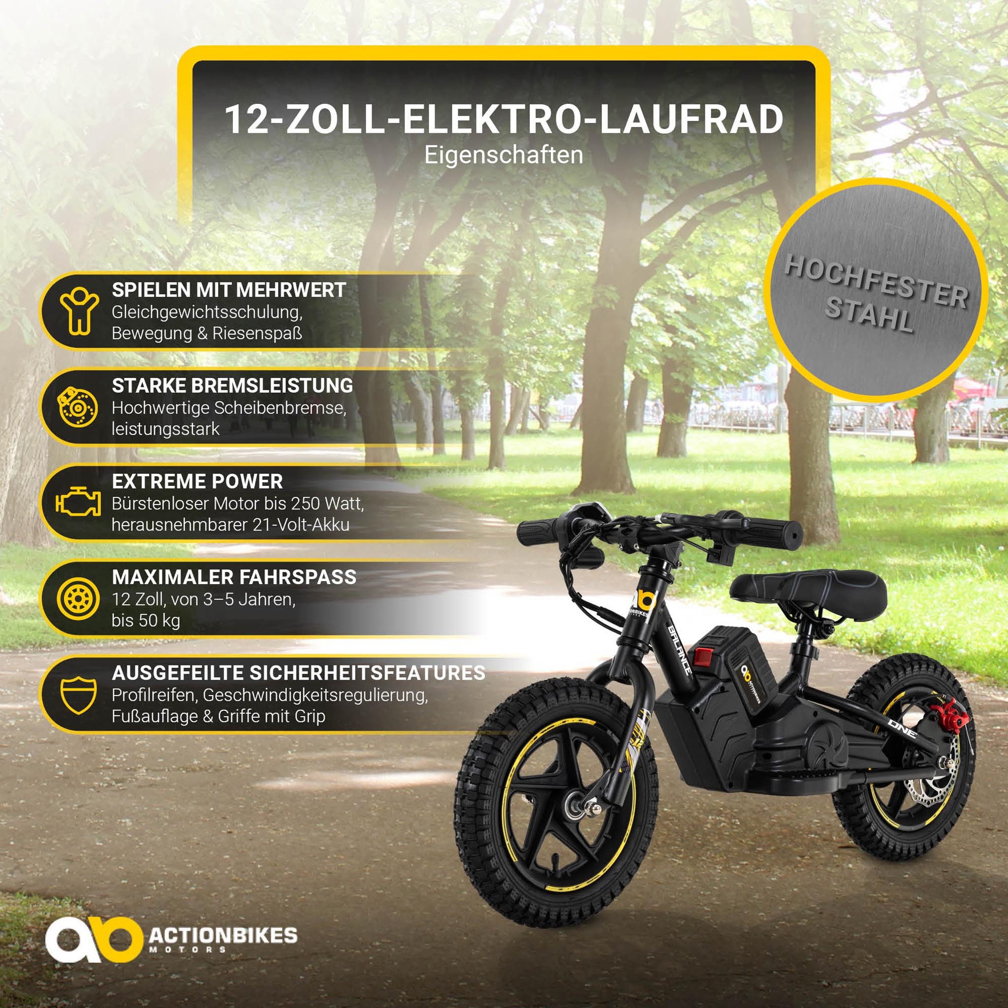 Actionbikes Motors Laufrad Kinder 250 W Elektrolaufrad Balance Bike - 3 Ges günstig online kaufen