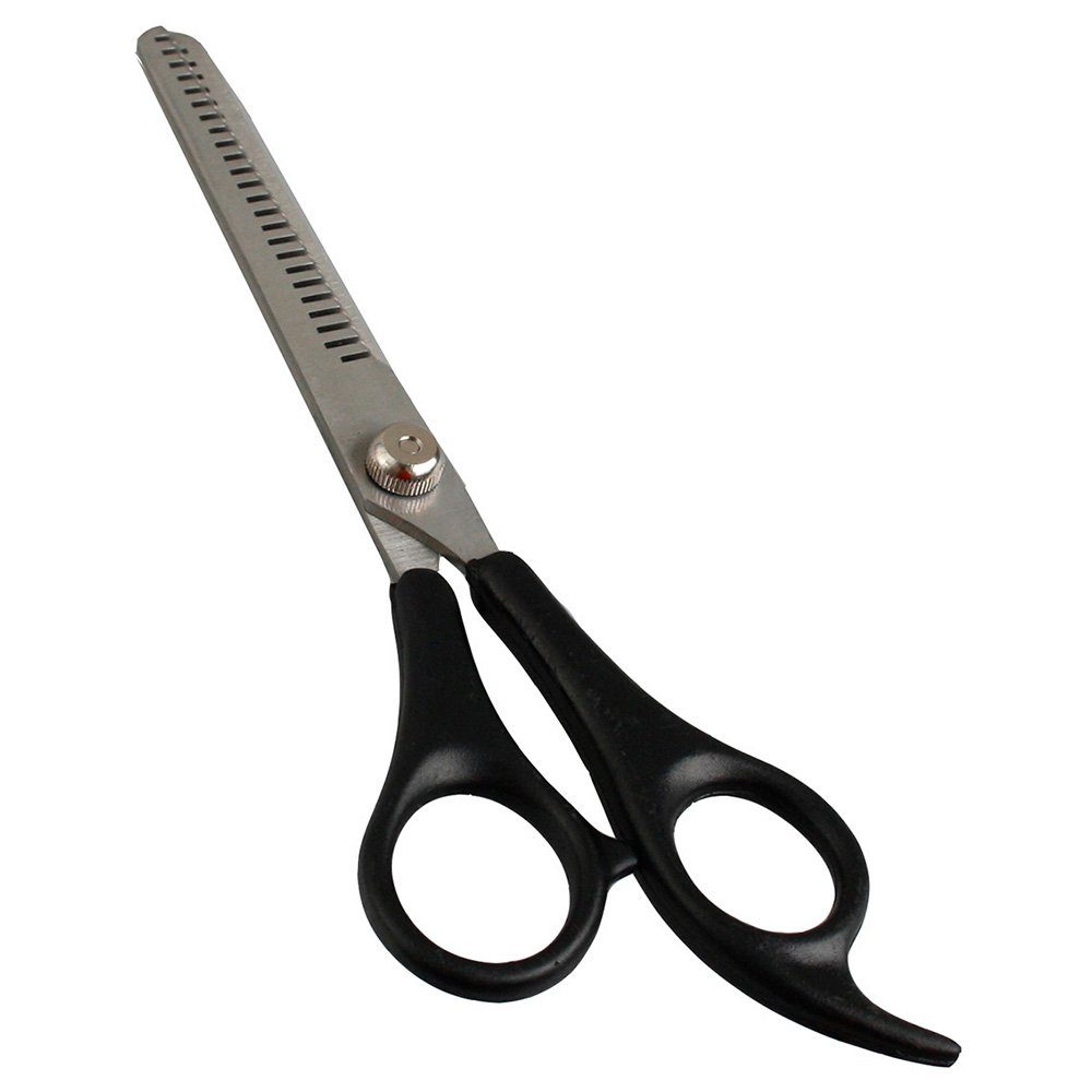 Flamingo Haarschere Groome Effilierschere doppelseitig schwarz