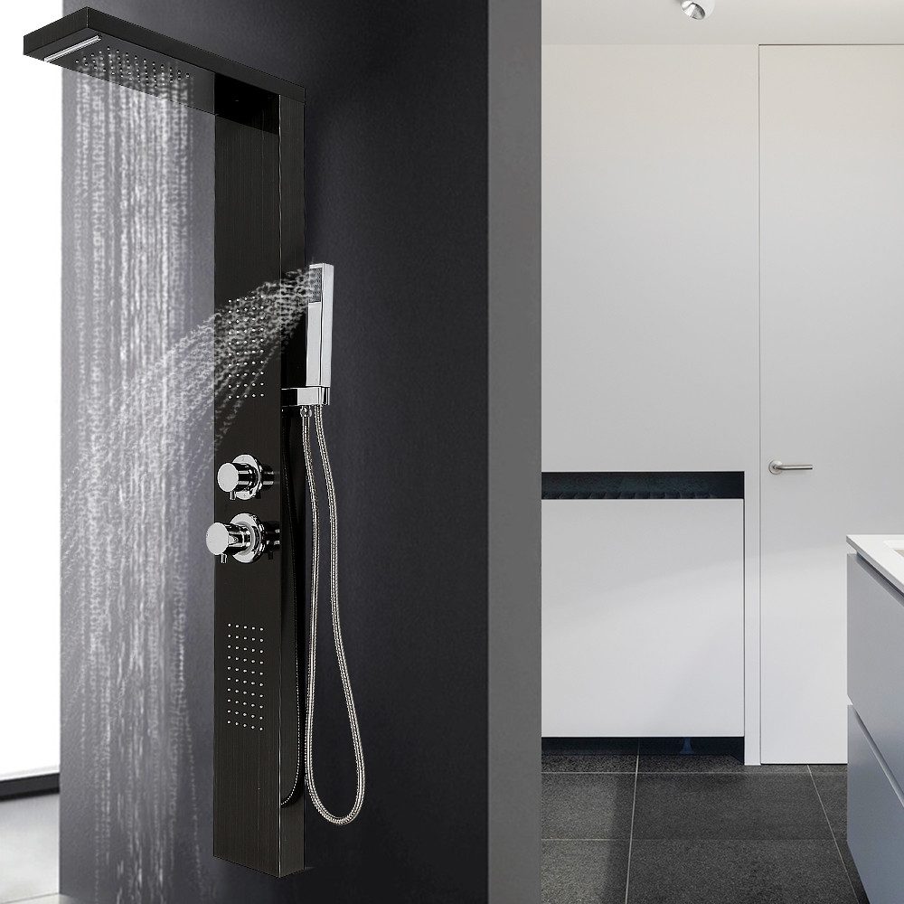 JEOBEST Duschsystem Duschpaneel Duschsystem Duschset Regendusche Duscharmatur, 4 Strahlart(en), mit Massagedüsen Wasserfalldusche Handbrause und Überkopfdusche
