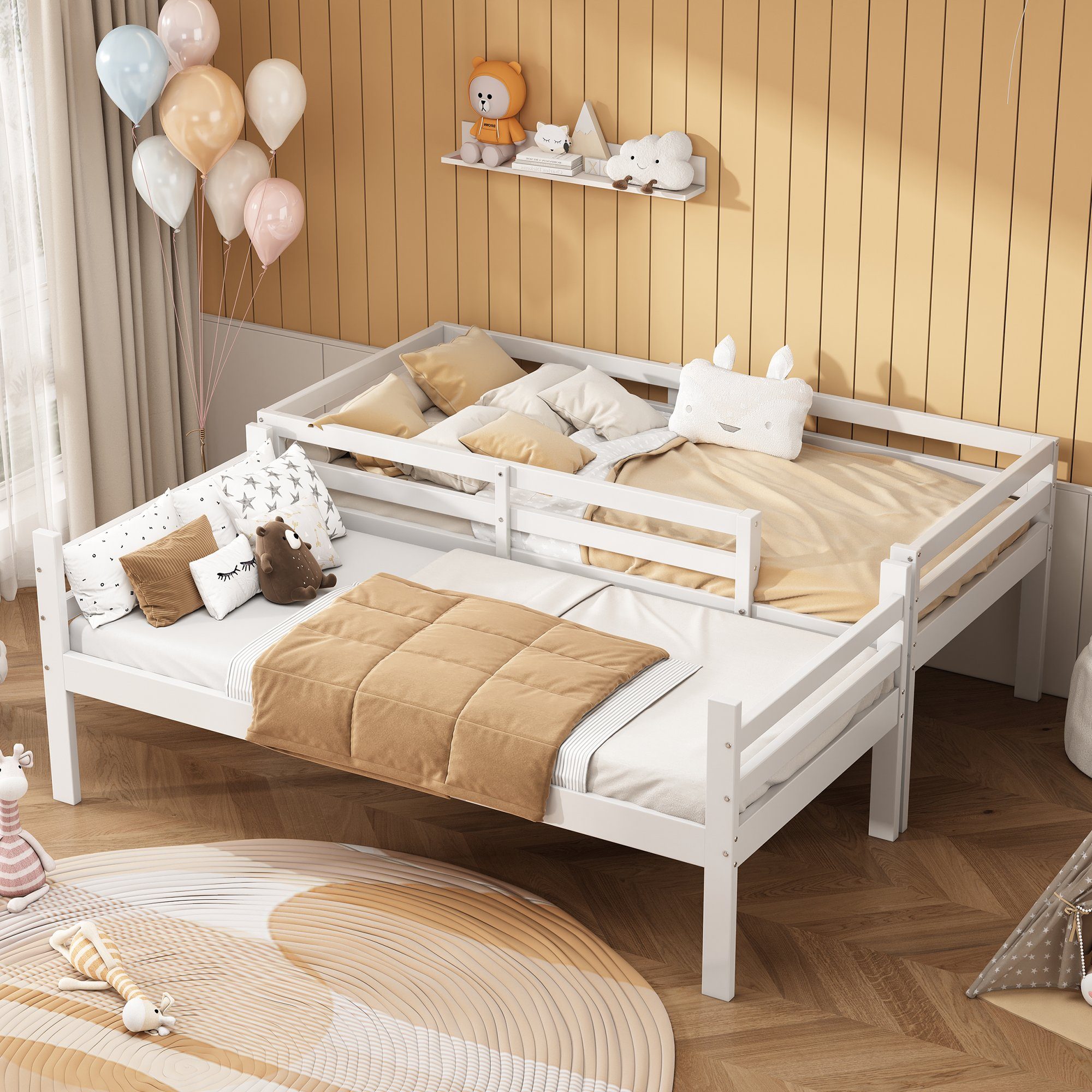 Flieks Etagenbett, Massivholz Kinderbett Umwandelbar 90x200cm günstig online kaufen