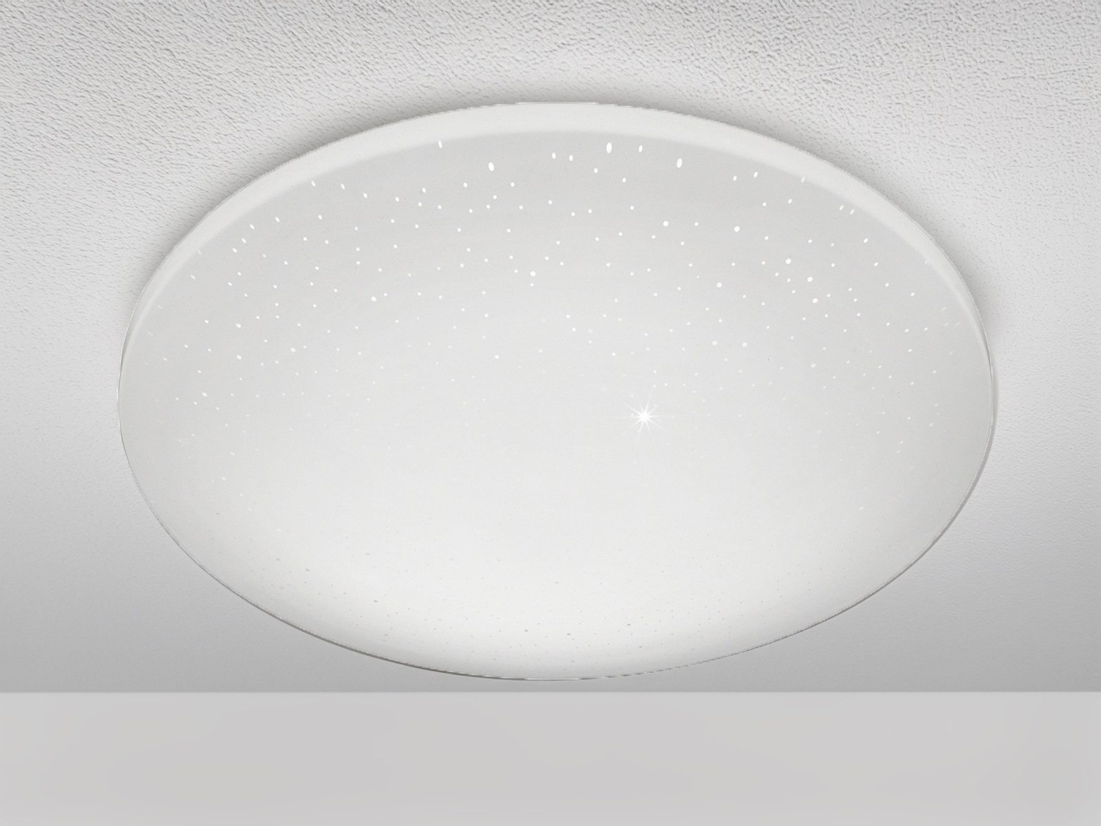 meineWunschleuchte LED Deckenleuchte, Dimmfunktion Nachtlichtfunktion, LED fest integriert, Warmweiß, Neutralweiß, Flache Sternenhimmel Lampe mit Fernbedienung Feuchtraumgeeignet Ø 40cm