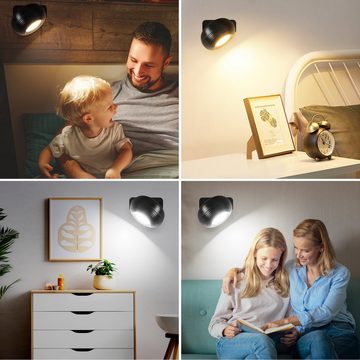 oyajia Wandleuchte LED Wandleuchte Innen 2er Pack, 360° Drehbare Touch Control Tischlampe, LED fest integriert, Kaltweiß/Naturweiß/Warmweiß, 3 Farbmodi Kabellose Wandlampe, für Wohnzimmer Schlafzimmer Flur Küche