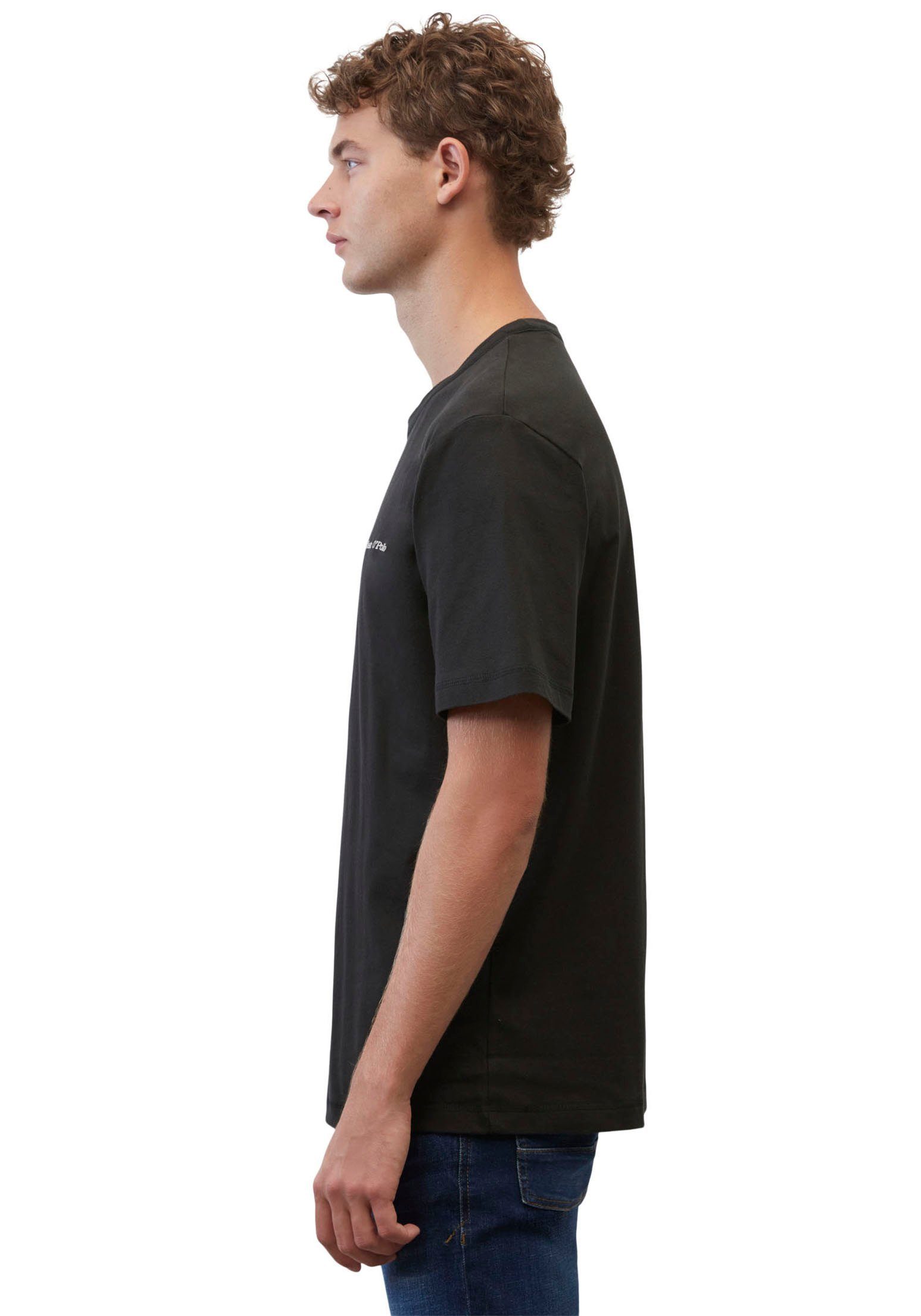 O'Polo Label-Stickerei T-Shirt Marc schwarz dezenter mit