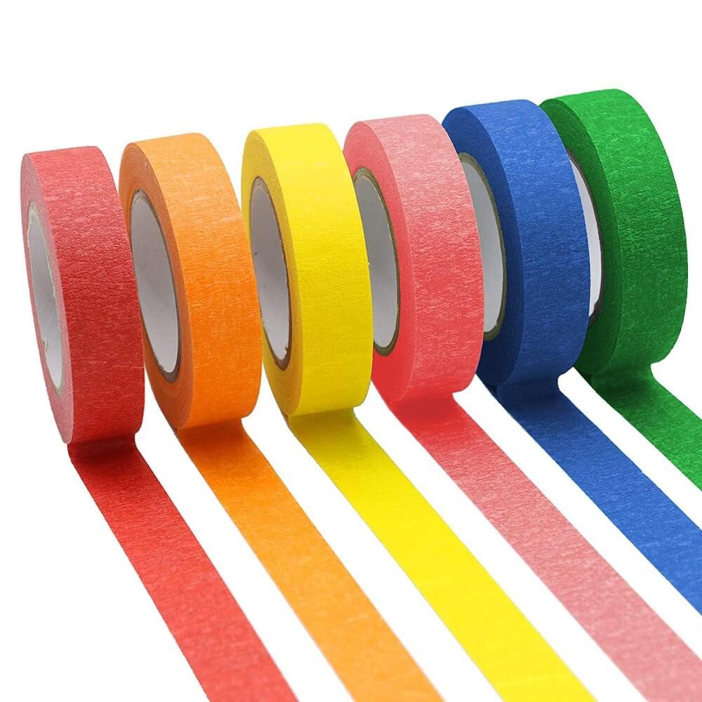 FELIXLEO Kreppband 6 Rollen Kreppband Bunt Tape Washitape für Journaling (1-St)