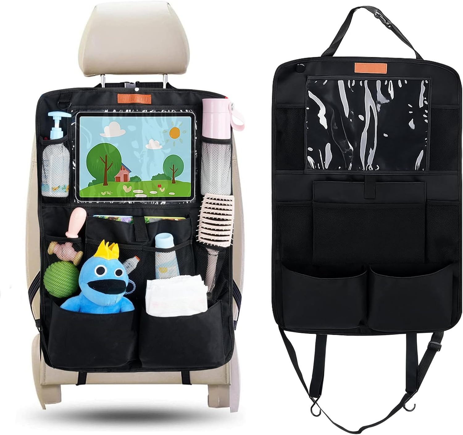 SURFOU Auto-Rückenlehnentasche Auto Aufbewahrungskorb – Für Kofferraum, Rutschfest, mit Trennfächern