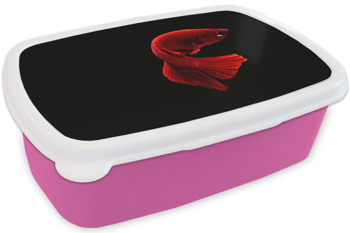 Schwanz Brotdose Kunststoff, Snackbox, Fisch - Meerestier - - rosa für Lunchbox (2-tlg), Mädchen, Brotbox MuchoWow Rot, Erwachsene, Kinder, Kunststoff