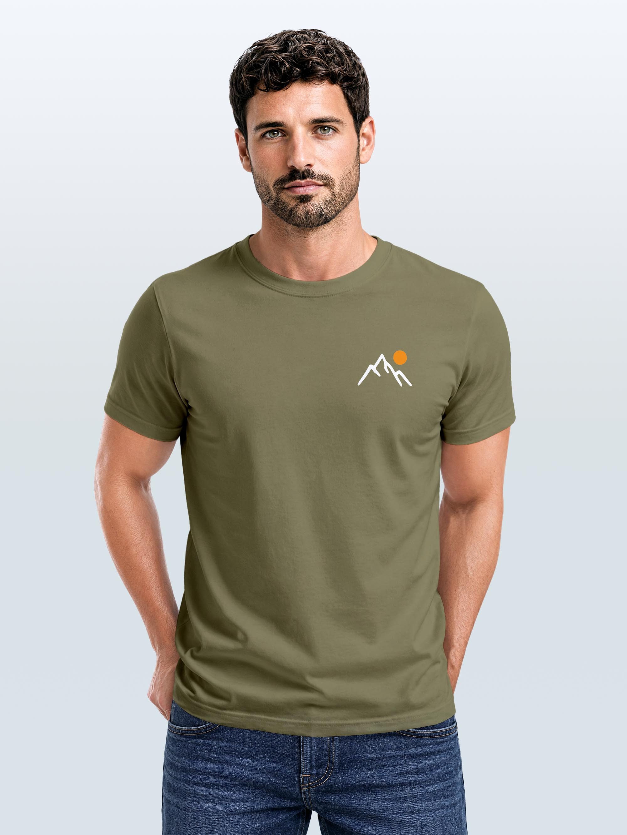 Neverless Print-Shirt Herren T-Shirt mit Bergmotiv, Minimalistisches Outdoor Grafikshirt mit Print – Bild 3 von 5
