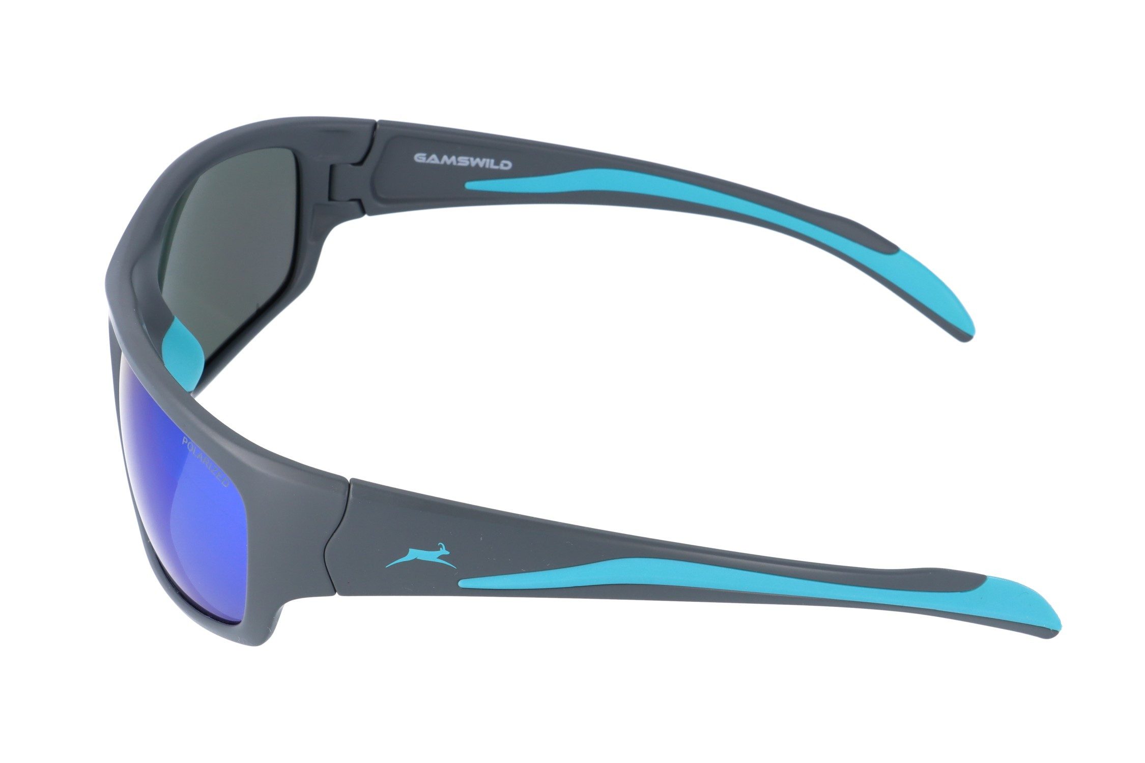 Gamswild Sonnenbrille UV400 Sonnenbrille Fahrradbrille extra breite Bügel Damen Herren Modell WS4035 in schwarz, blau, grau-türkis