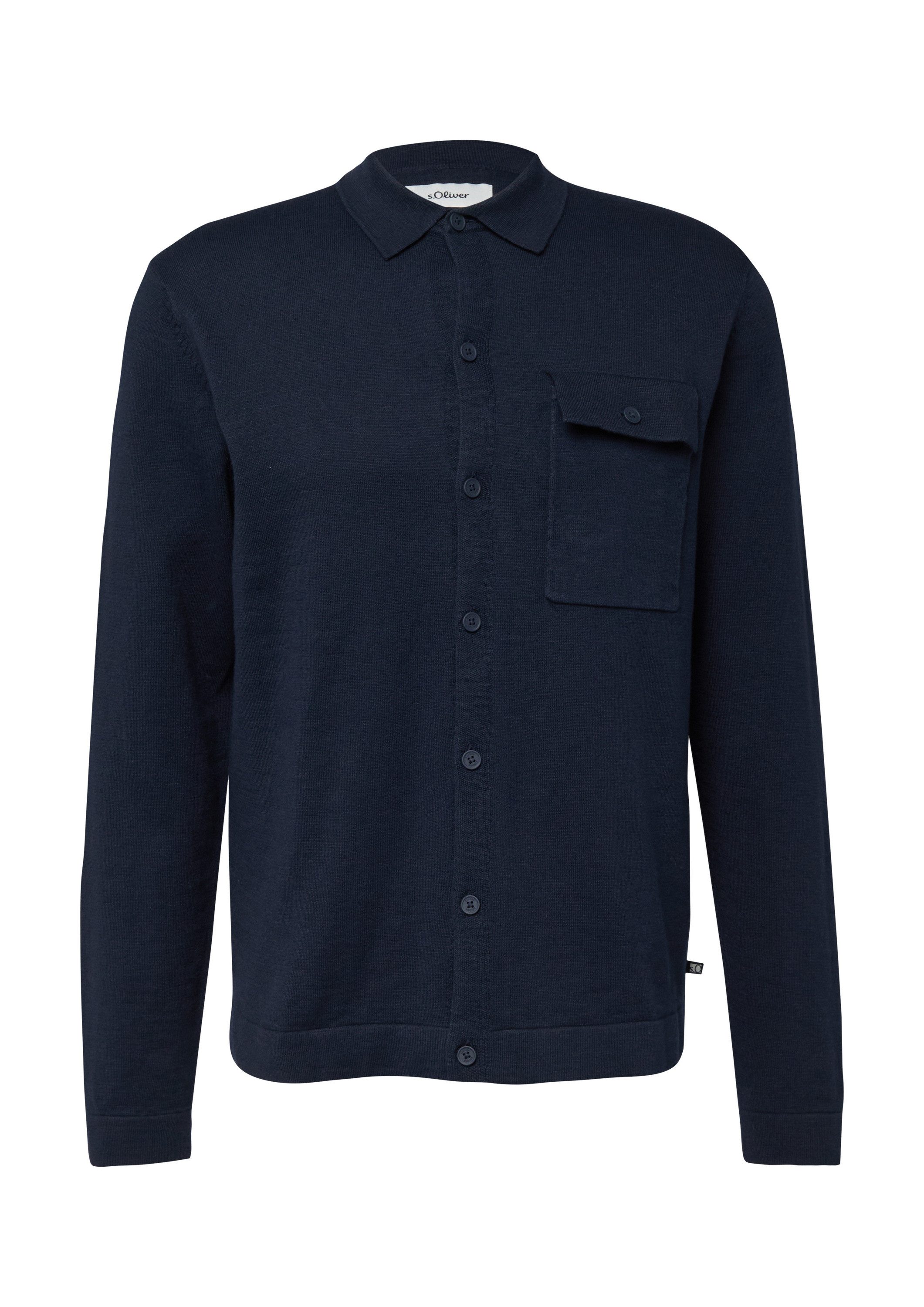 s.Oliver Cardigan Strickjacke Gestricktes Hemd mit Brusttasche