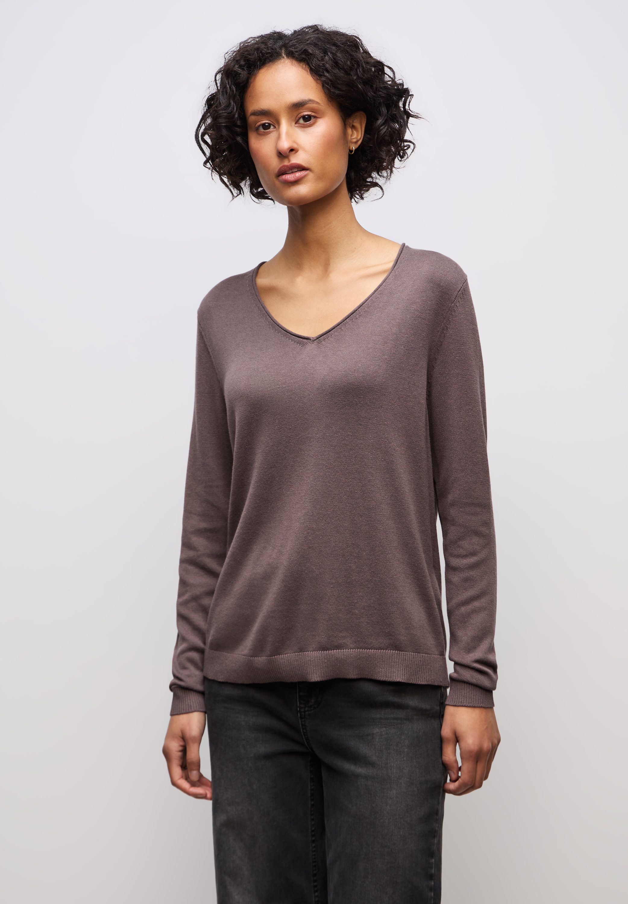 STREET ONE V-Ausschnitt-Pullover Feinstrick