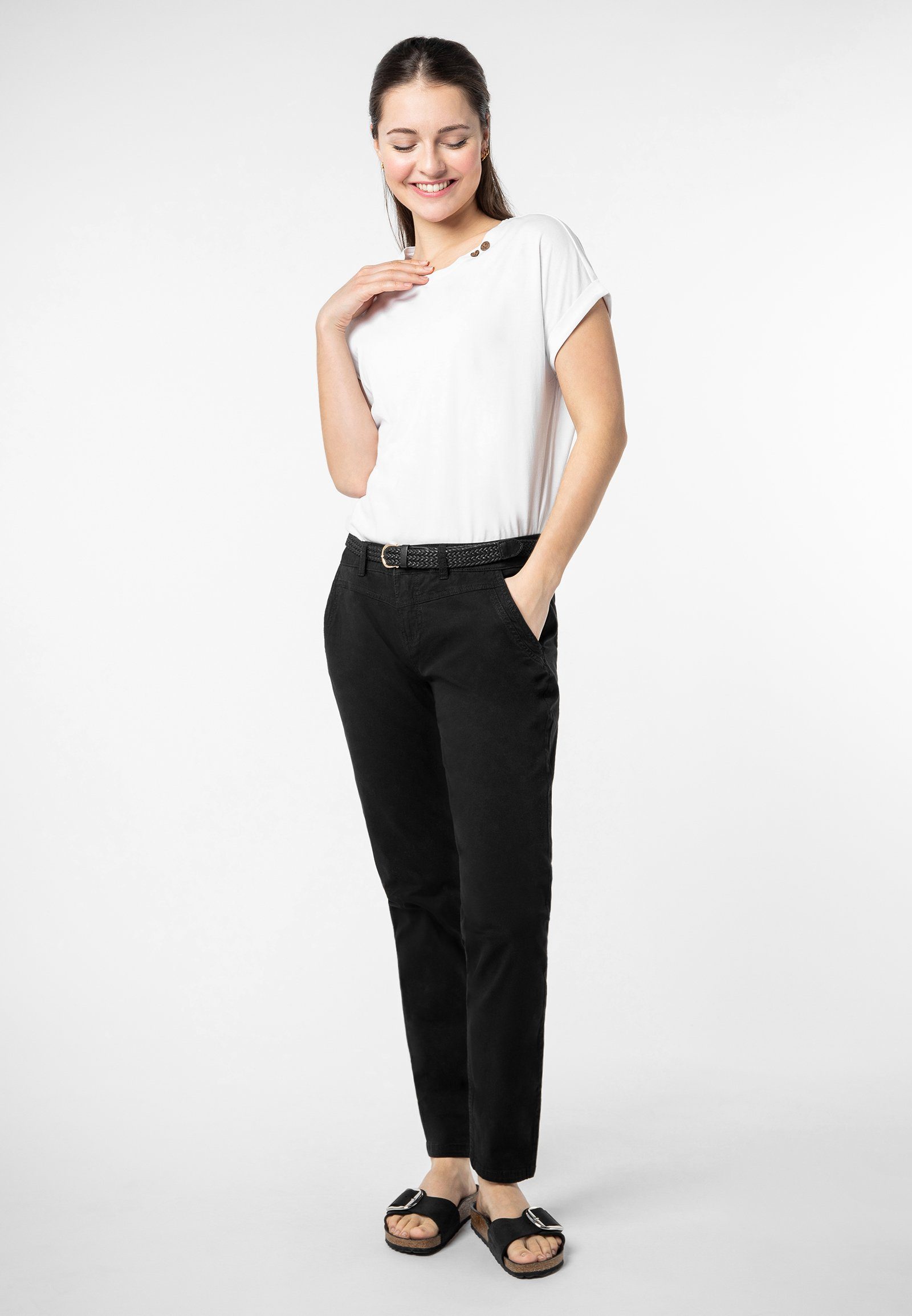 SUBLEVEL Chinohose Chino Hose mit Gürtel