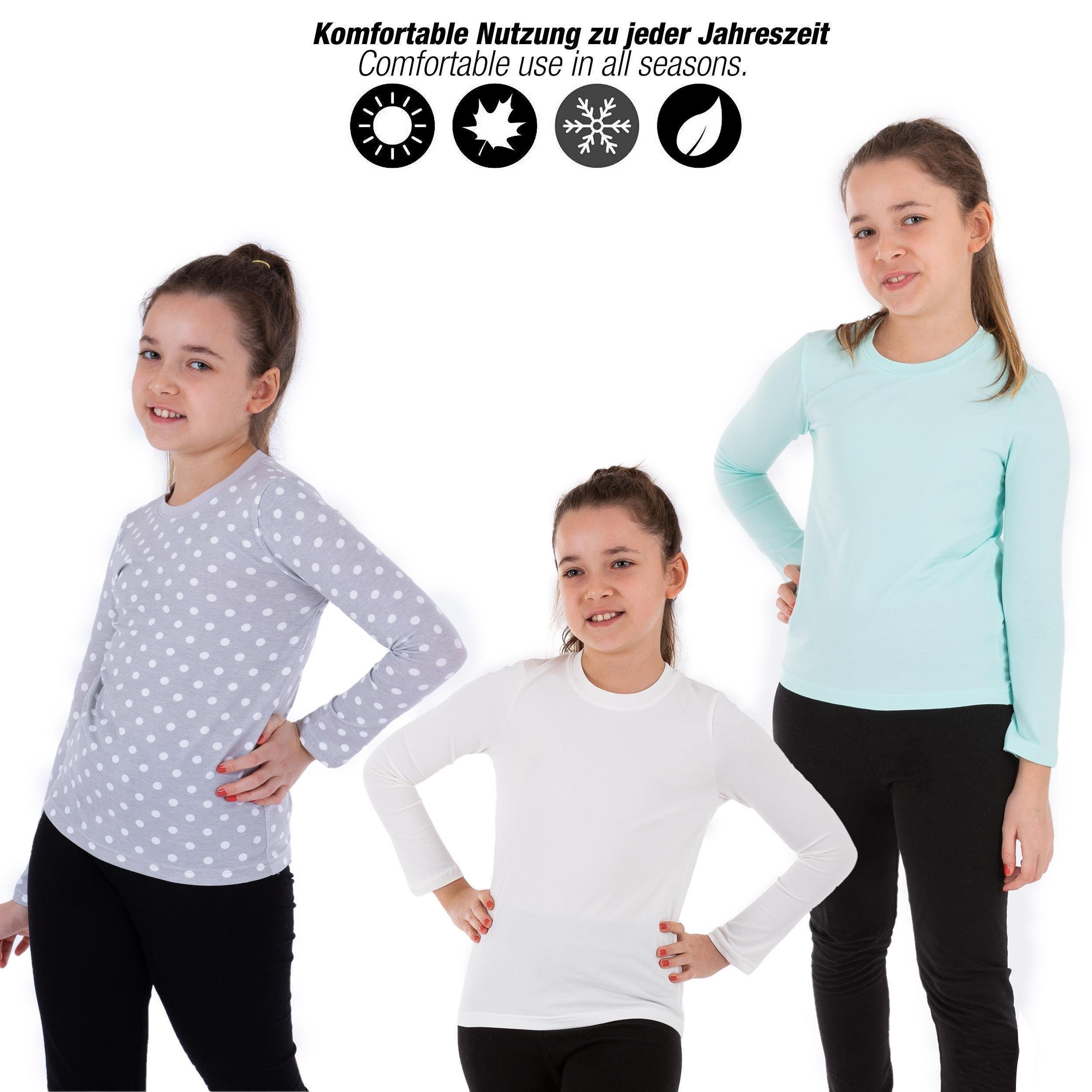 Variante Kinder Mädchen 3-St) 3er Unterhemd Shirt LOREZA 2 (Set, Unterhemden Langarmshirts Pack Body