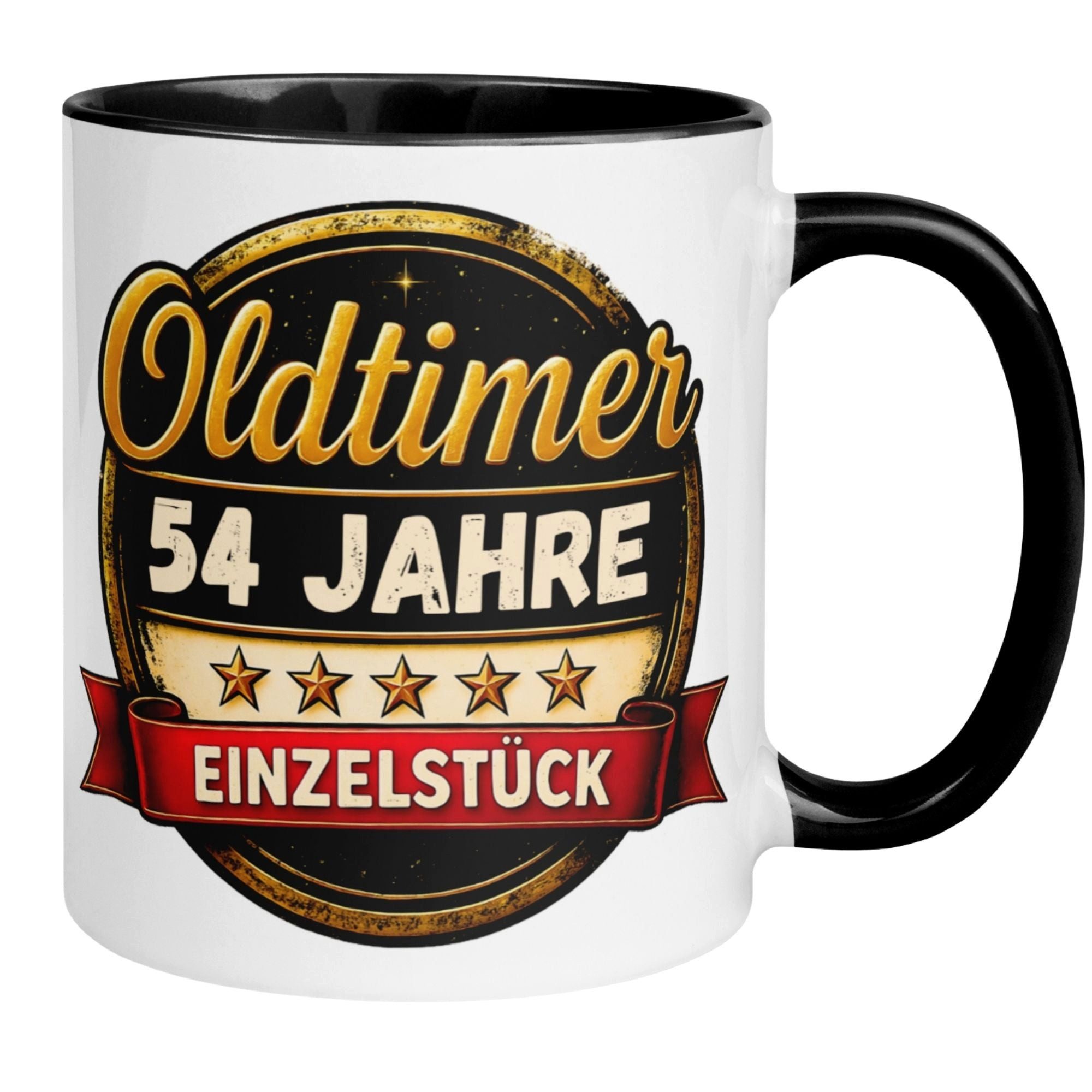 Momentals Tasse 54 Geburtstag Mann Frau – Oldtimer Einzelstück – Geburtstagsgeschenk, 2-seitig bedruckt · Links-&Rechtshänder · Spülmaschinenfest