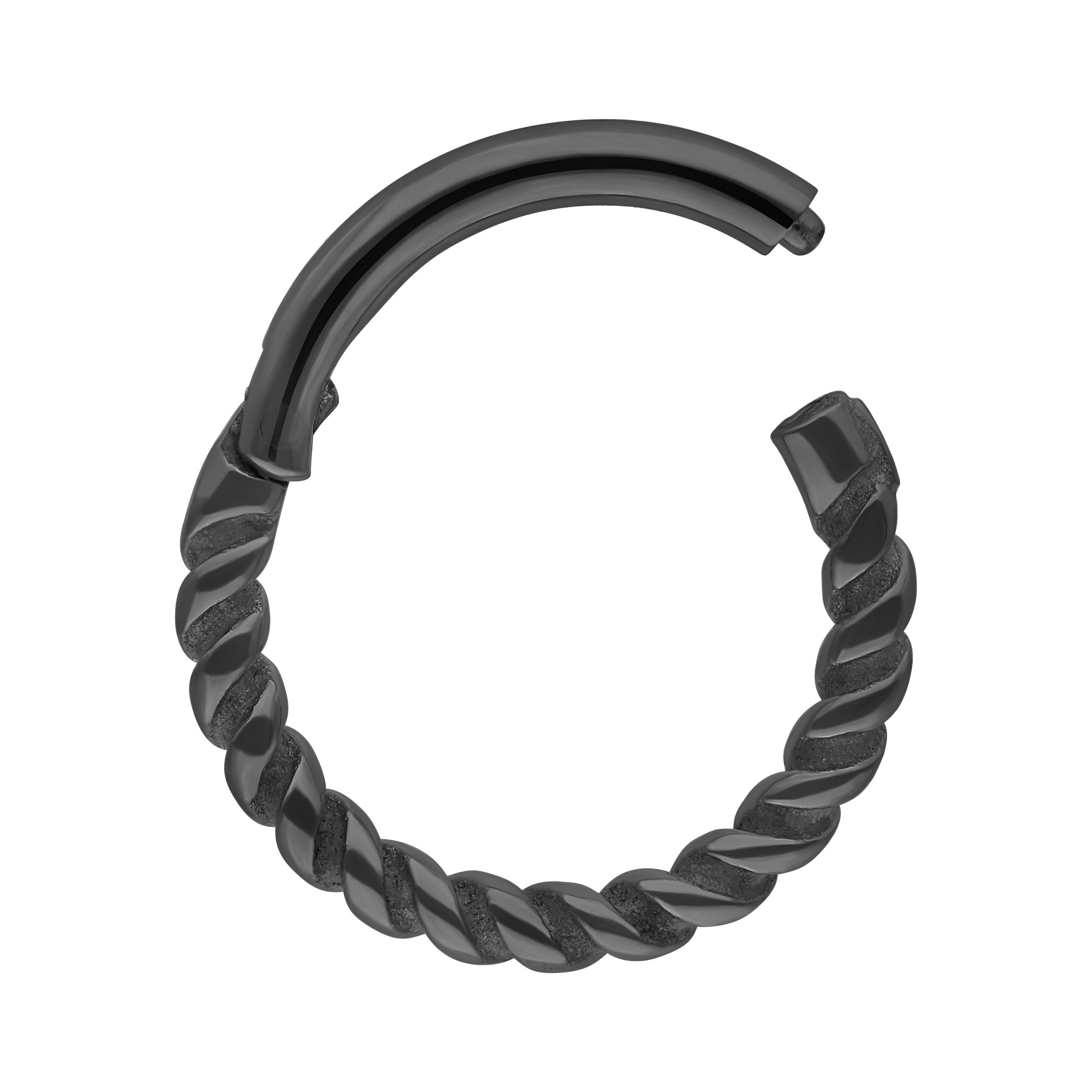 Wildcat Nasenpiercing Twisted Rope Clicker für Ohr, Nase, Lippe, Bauchnabel, 1 Stück, Chirurgenstahl 316L - wasserfest, hautverträglich, Schwarz