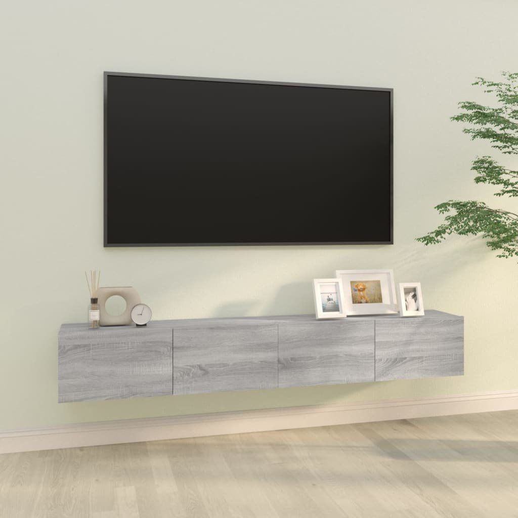 furnicato TV-Schrank TV-Wandschränke 2 Stk. Grau Sonoma 100x30x30 cm Holzwerkstoff