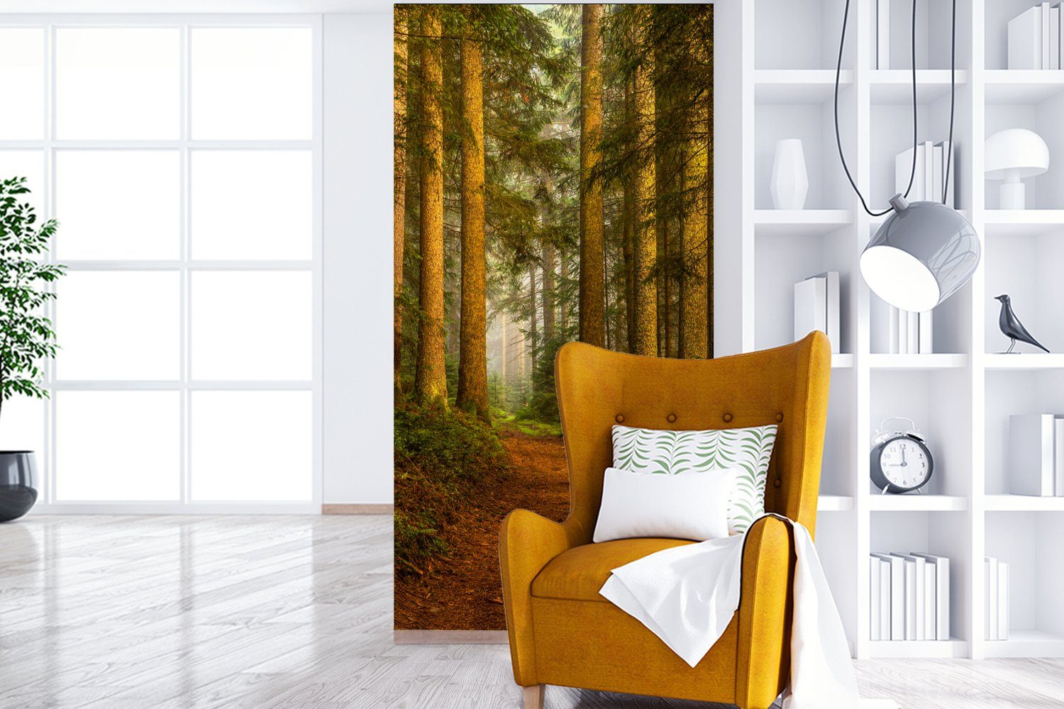 Laub, - Wohnzimmer Küche, Landschaft St), MuchoWow (2 Matt, - bedruckt, - - für Natur Fototapete Vliestapete Bäume Schlafzimmer Fototapete Wald