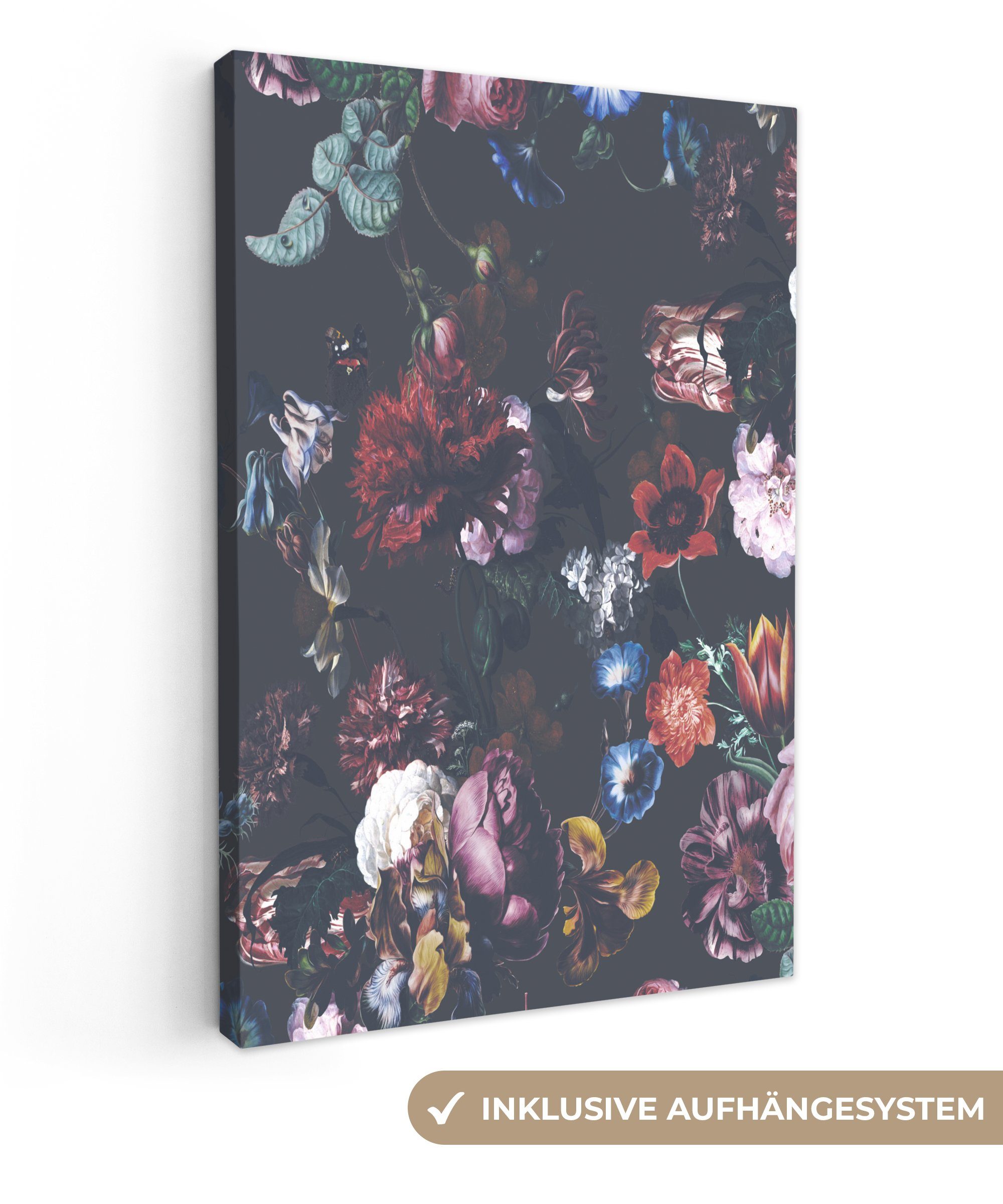 OneMillionCanvasses® Leinwandbild Blumen - Farben - Kunst, (1 St), Leinwandbild fertig bespannt inkl. Zackenaufhänger, Gemälde, 20x30 cm