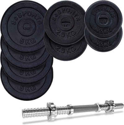 ScSPORTS® Kurzhantel Set 30mm Kurzhantelset Gusseisen Hantelset Gewichte Stange