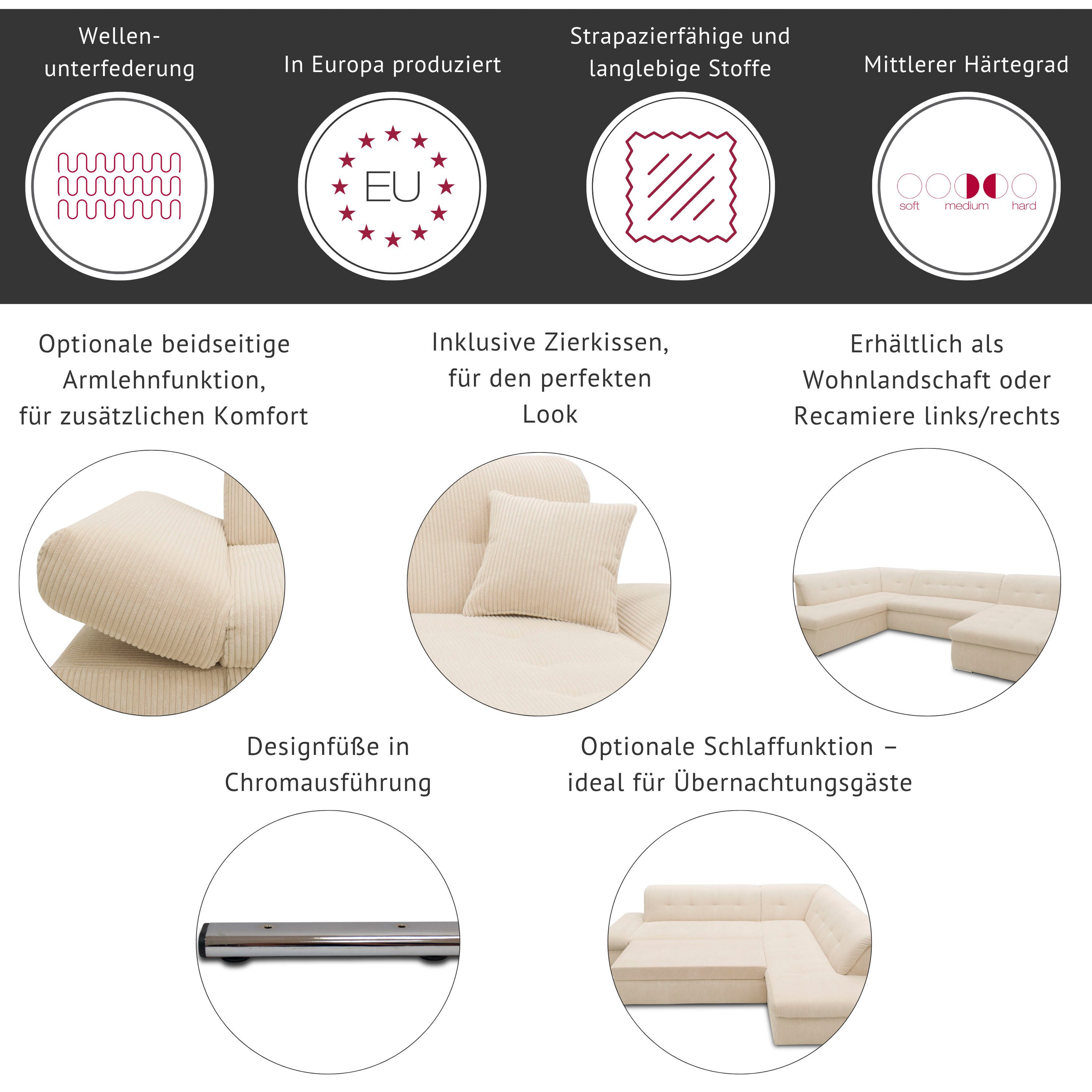 DOMO collection Ecksofa PB Moric wahlweise mit Bettfunktion + Armteilverste günstig online kaufen