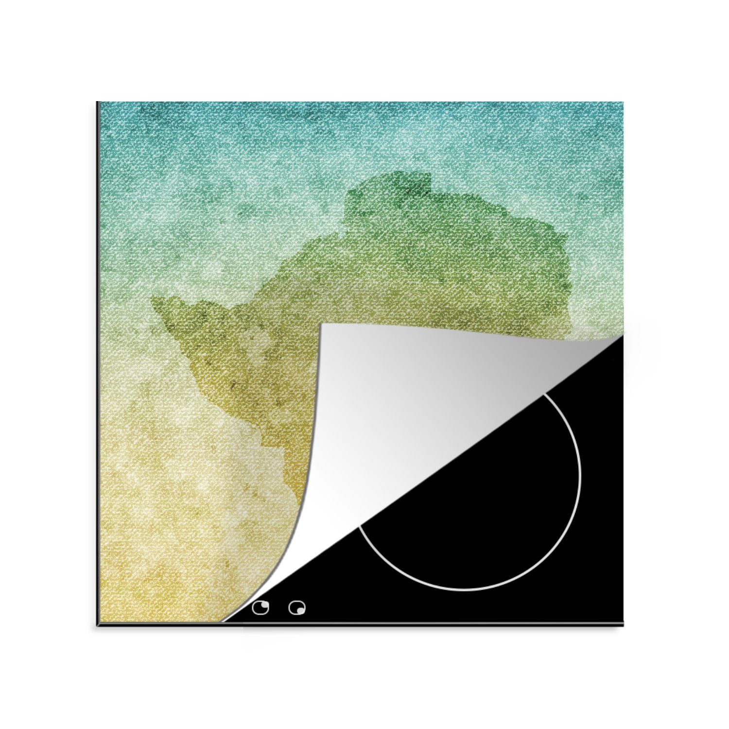 MuchoWow Herdblende-/Abdeckplatte Eine Illustration von Simbabwe auf einem farbigen Hintergrund, Vinyl, (1 tlg), 78x78 cm, Ceranfeldabdeckung, Arbeitsplatte für küche
