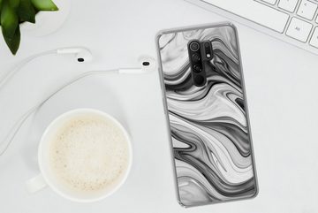 MuchoWow Handyhülle Marmor - Muster - Grau - Marmoroptik - Schwarz, Phone Case, Handyhülle Xiaomi Redmi 9, Silikon, Schutzhülle