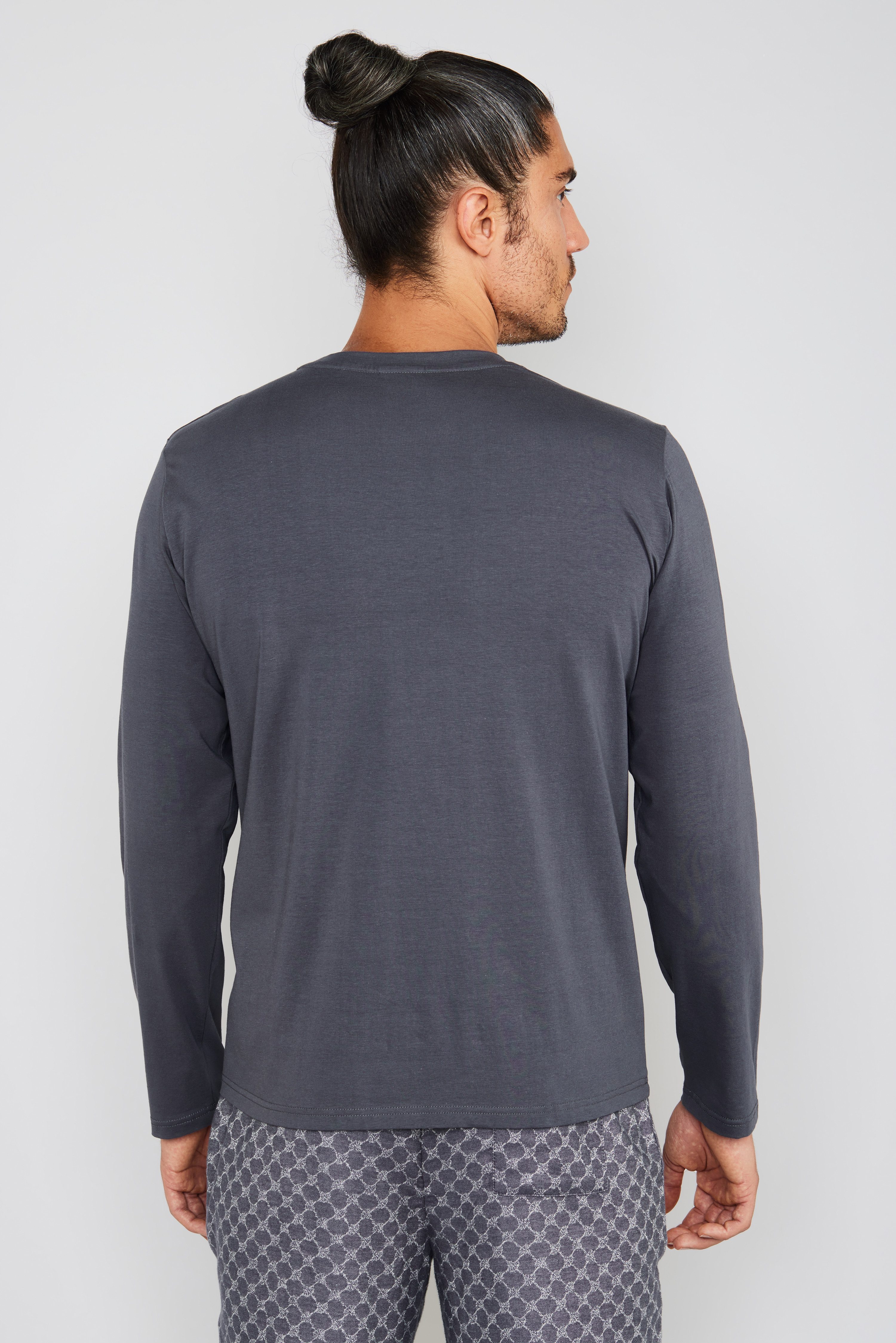 JOOP! Pyjamaoberteil Rundhalsausschnitt, Langarm, Bauwoll-Mix, Regular Fit
