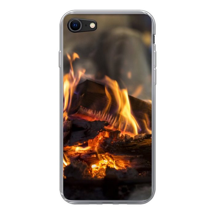 MuchoWow Handyhülle Ein brennender Kamin Handyhülle Apple iPhone SE (2020) Smartphone-Bumper Print Handy