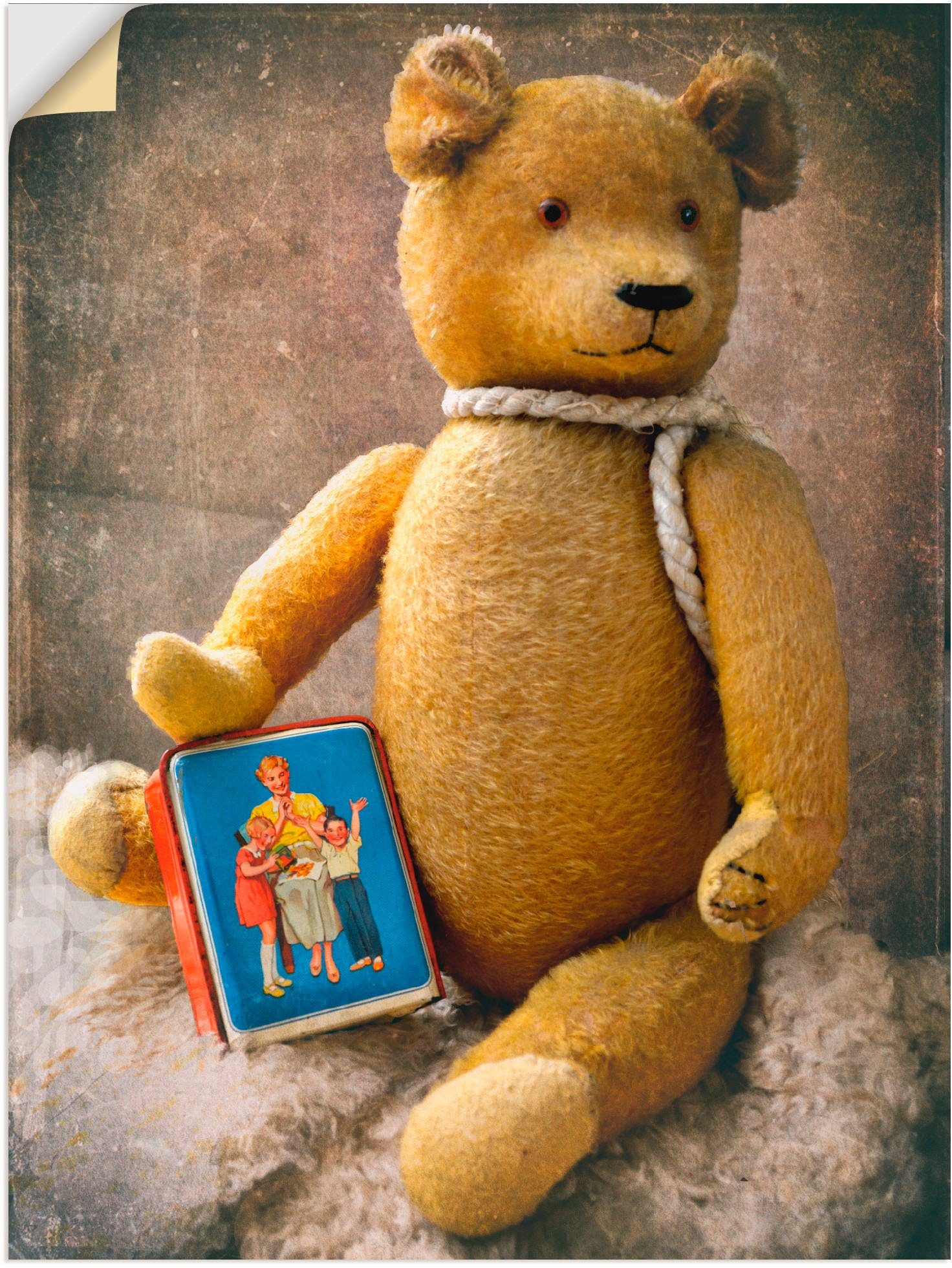 Artland Wandbild Teddybär mit Sparbüchse, Spielzeuge (1 St), als Leinwandbild, Wandaufkleber oder Poster in versch. Größen
