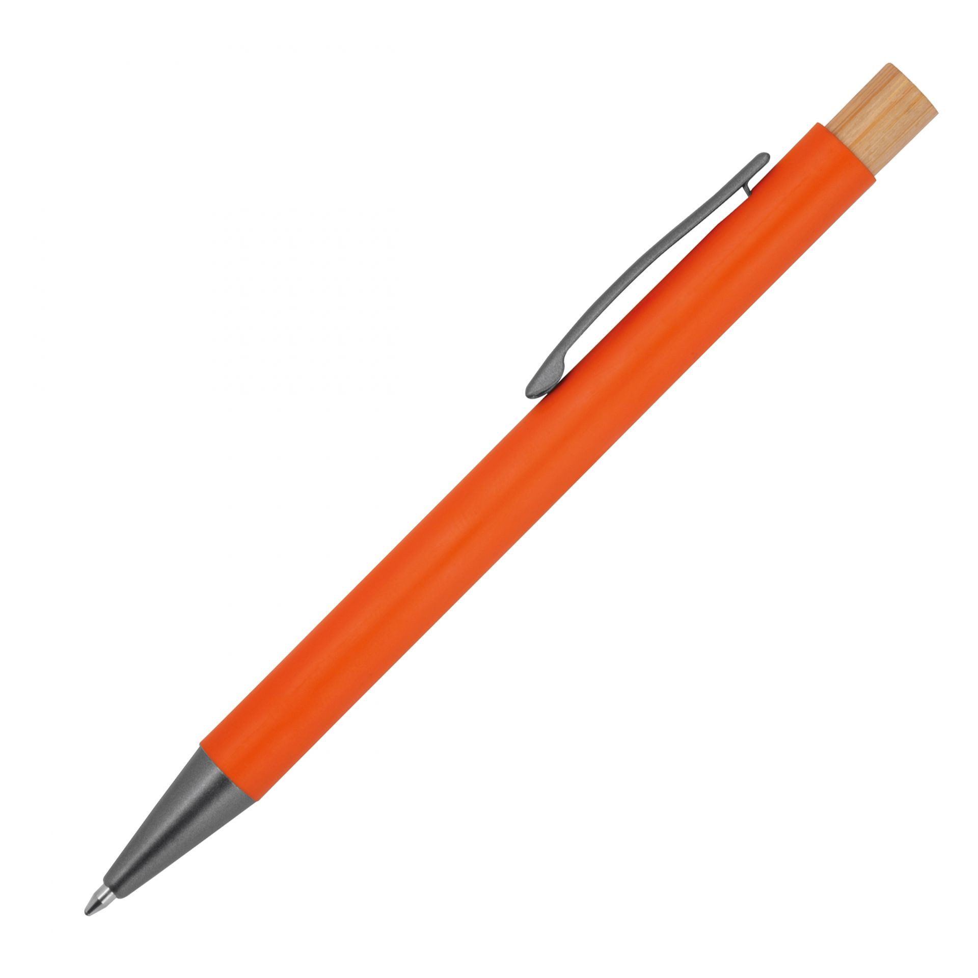 Kugelschreiber 10x Kugelschreiber aus recyceltem Aluminium mit Bambusdrücker / Farbe: