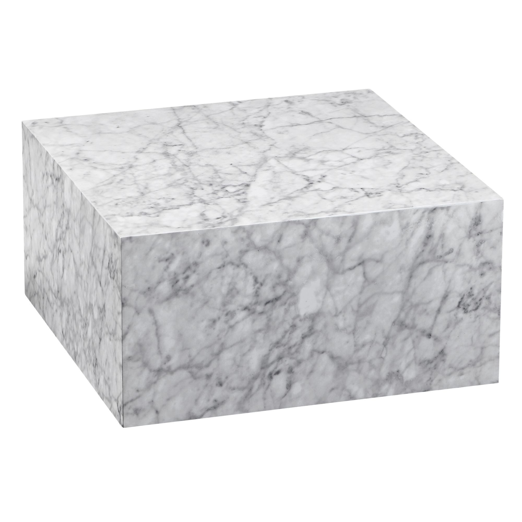 KADIMA DESIGN Couchtisch Couchtisch MONOBLOC 60x30x60 cm Hochglanz mit Marmor Optik Weiß (Lounge Beistelltisch Würfel Form), Design Wohnzimmertisch Cube Quadratisch