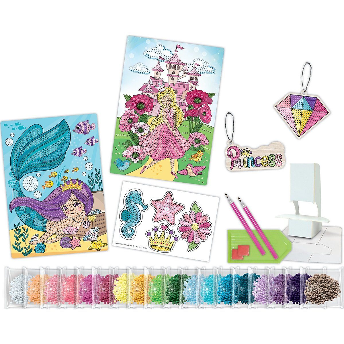 URSUS Kreativset Diamond Painting Set "Princess", inkl. Anleitung und Werkzeug