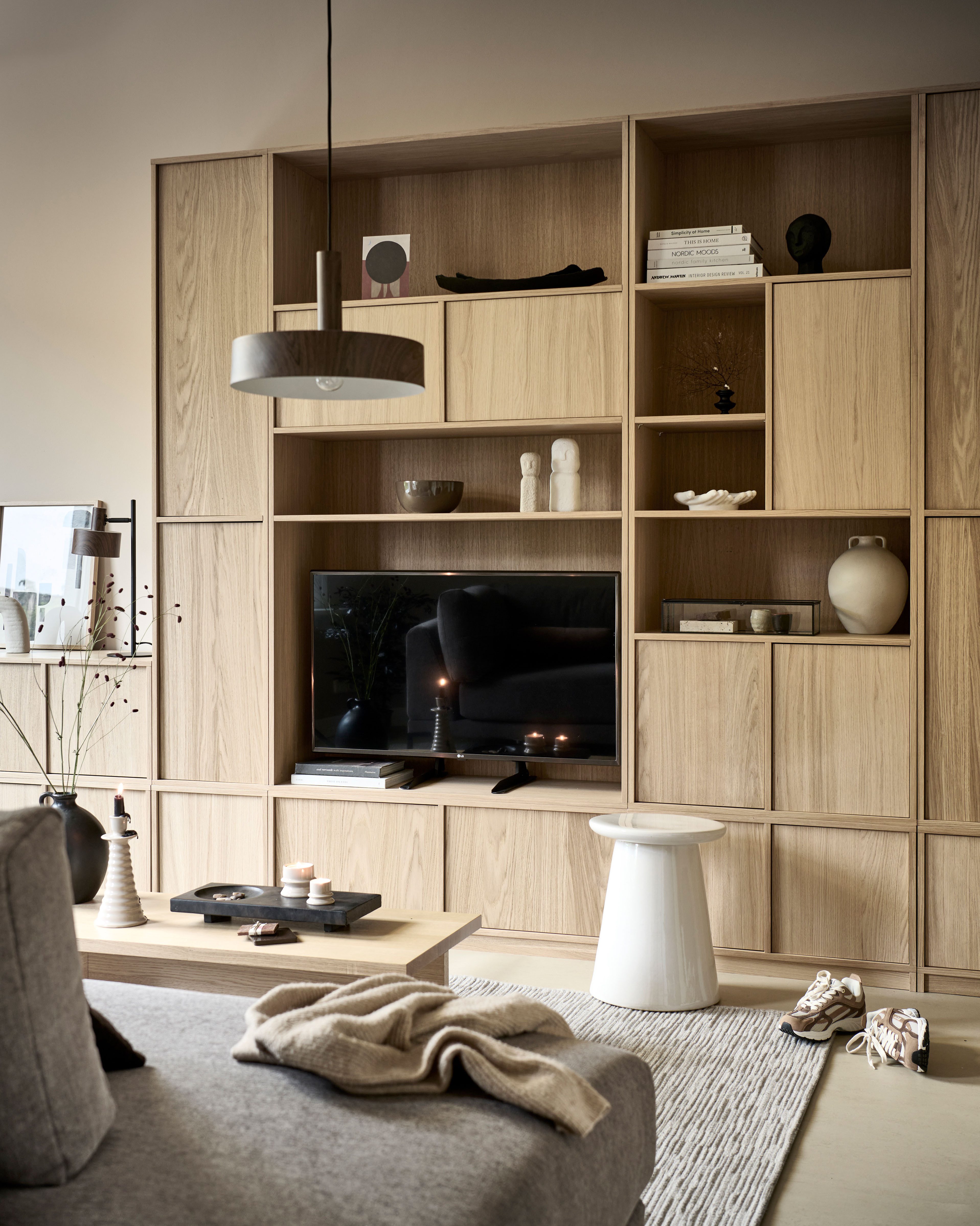 WOOOD Sideboard Modulair mit Druckmechanismus und Eichenfurnier B 77 x T 40 x H 44 cm, Tragkraft 15 kg pro Einlegeboden, einfach zu montieren