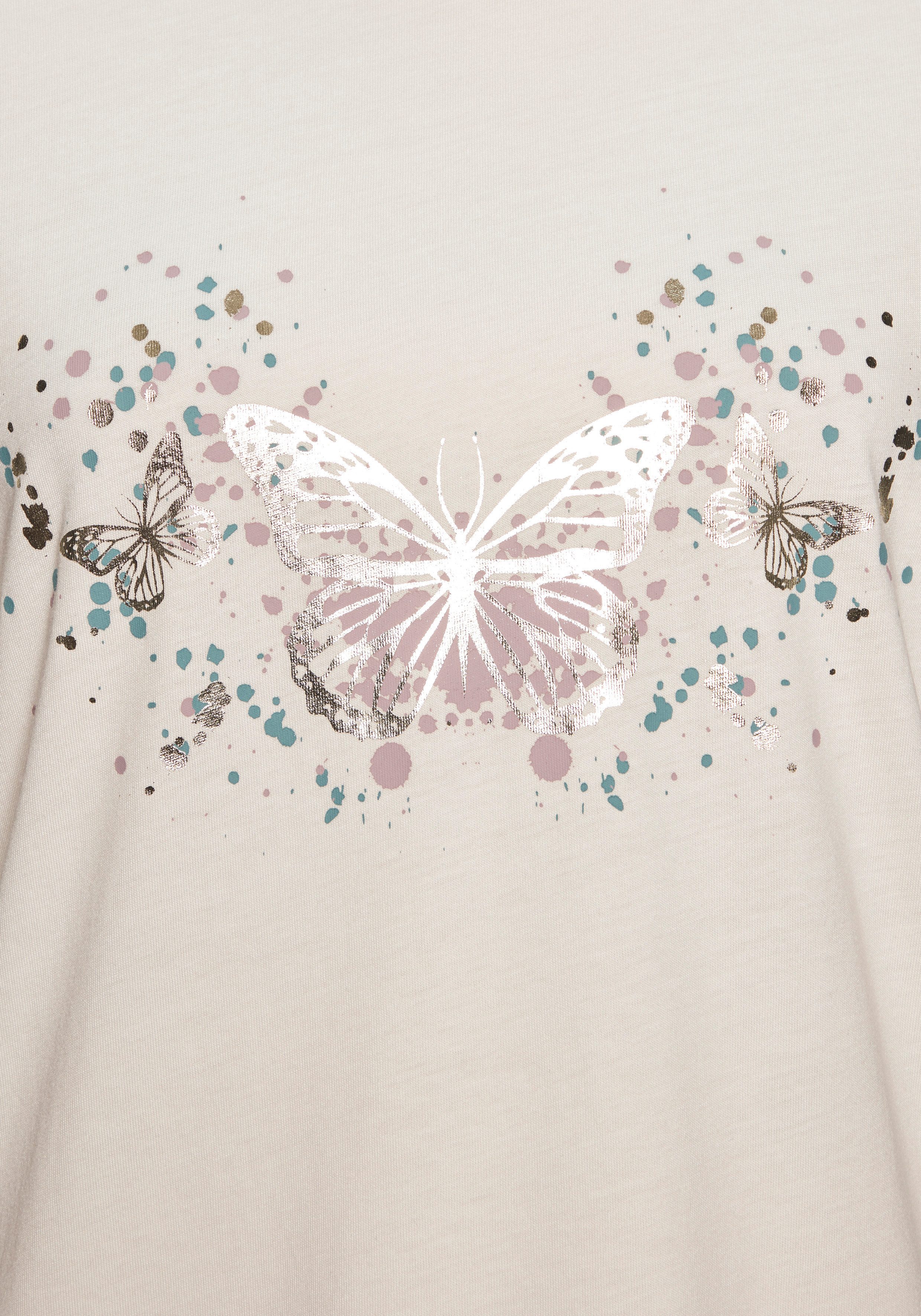 Vivance by Lascana T-Shirt mit glänzendem Frontprint aus angenehmer Baumwoll-Modal-Qualität – Bild 4 von 5