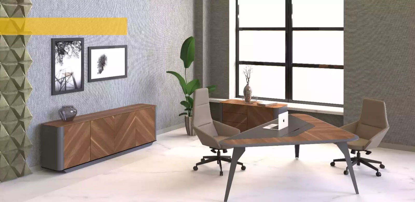 JVmoebel Schreibtisch nur Exclusive Büro Made Schreibtisch), Einrichtung Tisch in Modern 1x Tische Braun Europa (1-St., Chef Schreibtisch