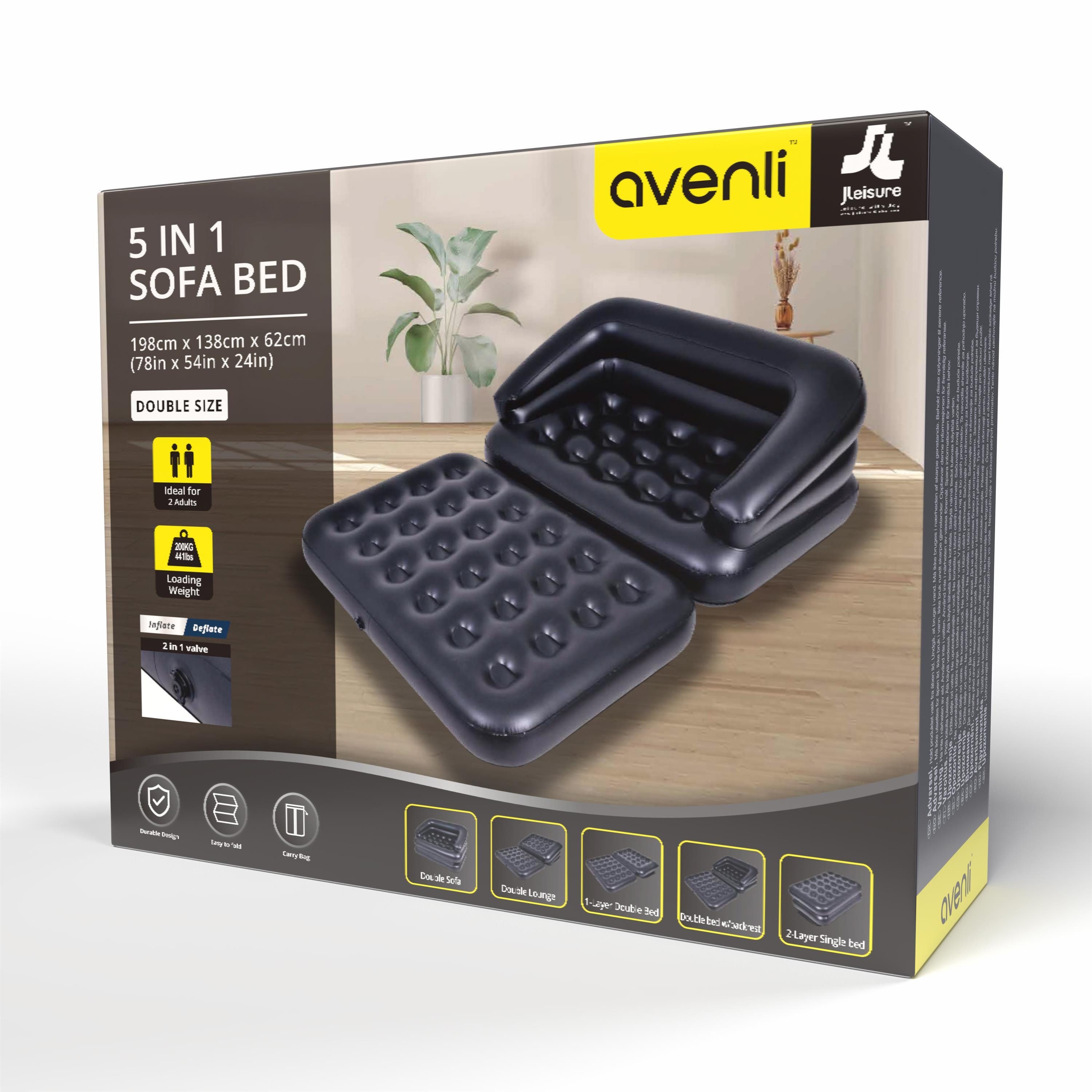 Avenli Luftsofa Avenli aufblasbares Sofa 198 x 138 x 62 cm wandelbar zum Doppel-Luftbe, (Einzelpack, Multifunktionssofa), wandelbar zum Doppel Luftbett
