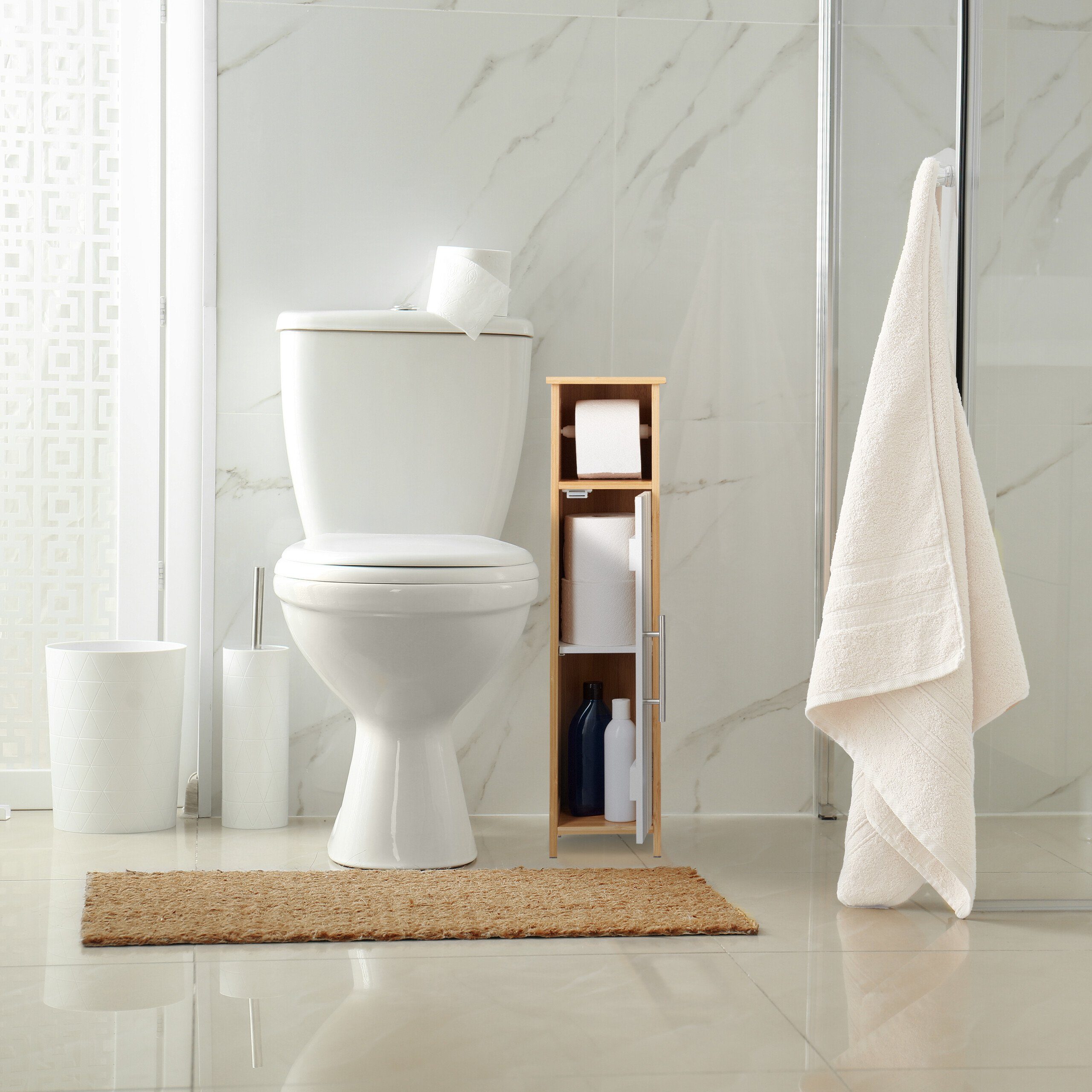 relaxdays Toilettenpapierhalter stehend Holzoptik (1-St) – Bild 5 von 5