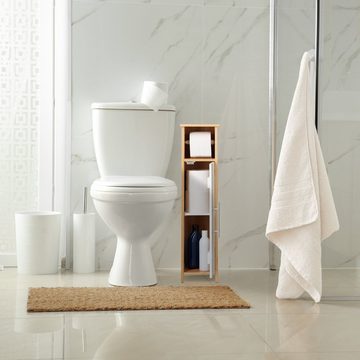 relaxdays Toilettenpapierhalter Toilettenpapierhalter stehend Holzoptik