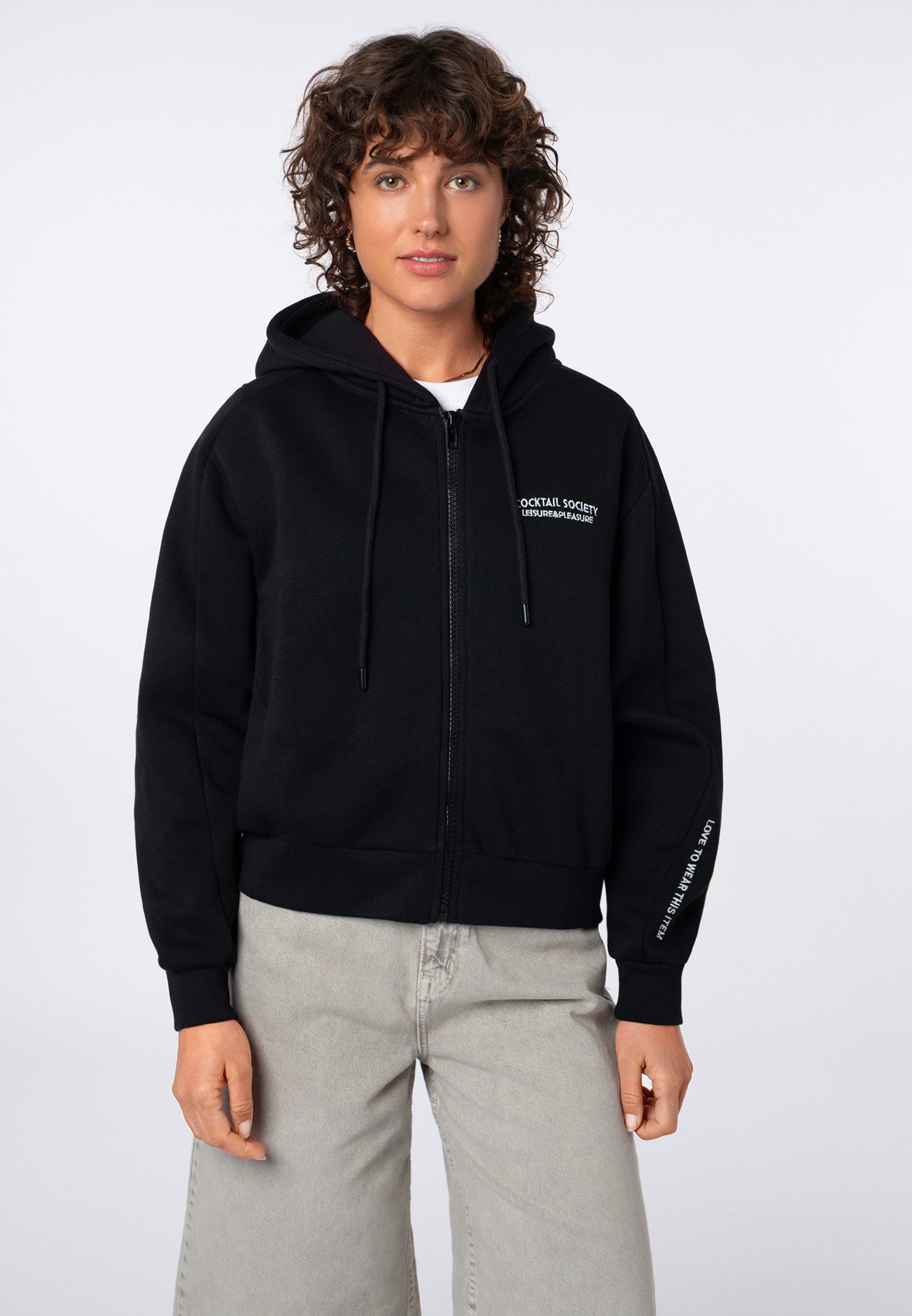 SUBLEVEL Kapuzensweatjacke Oversize Sweatjacke mit Kapuze Oversize Hoodie, Kapuzenpullover, Zipperjacke mit Kapuze, Miniprint