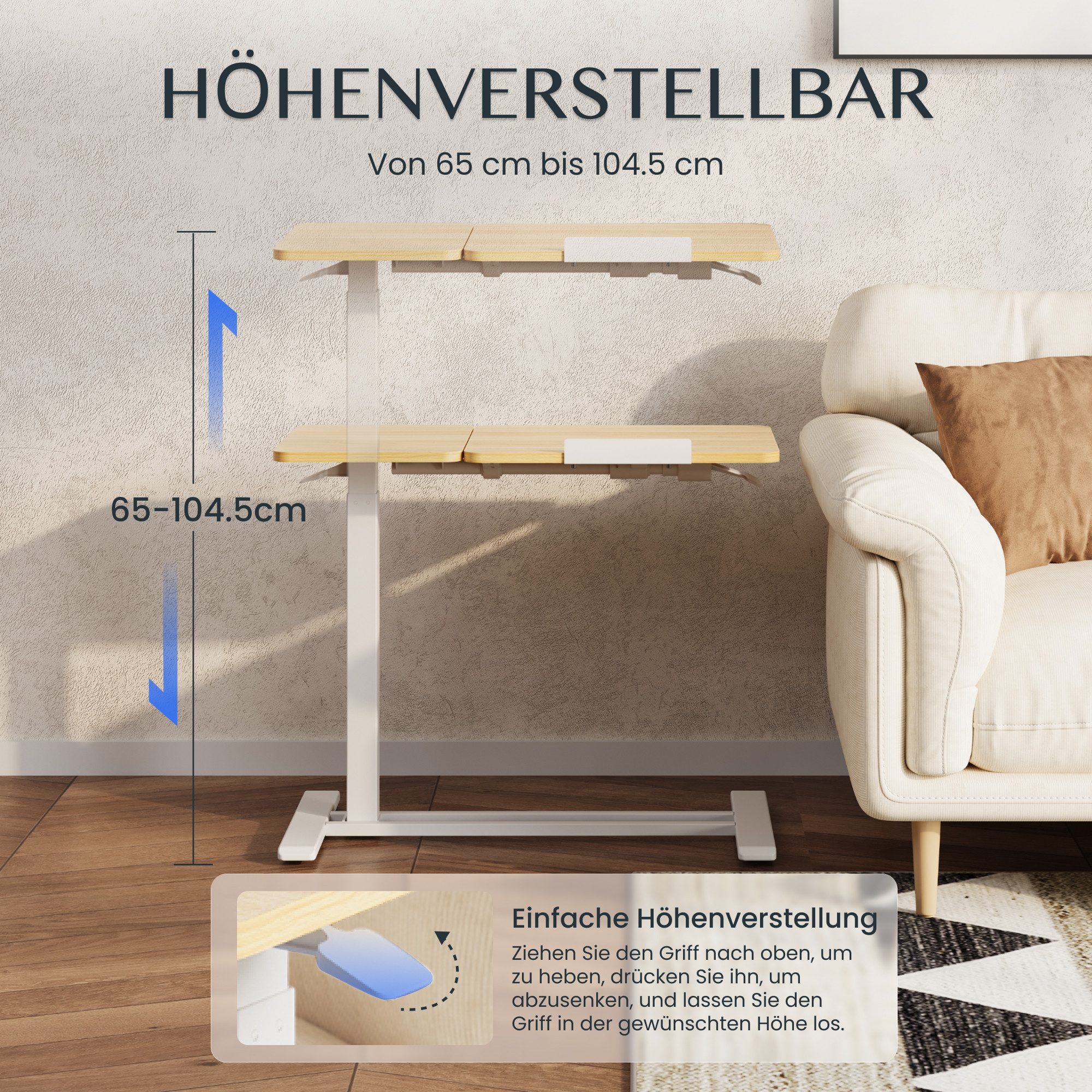 FLEXISPOT Beistelltisch Höhenverstellbar Betttisch, Laptoptisch (C-Form, ideal für Sofa, Bett & Lesestunden, mit stufenloser Höhenverstellung), mit neigbarer Ti – Bild 2 von 5