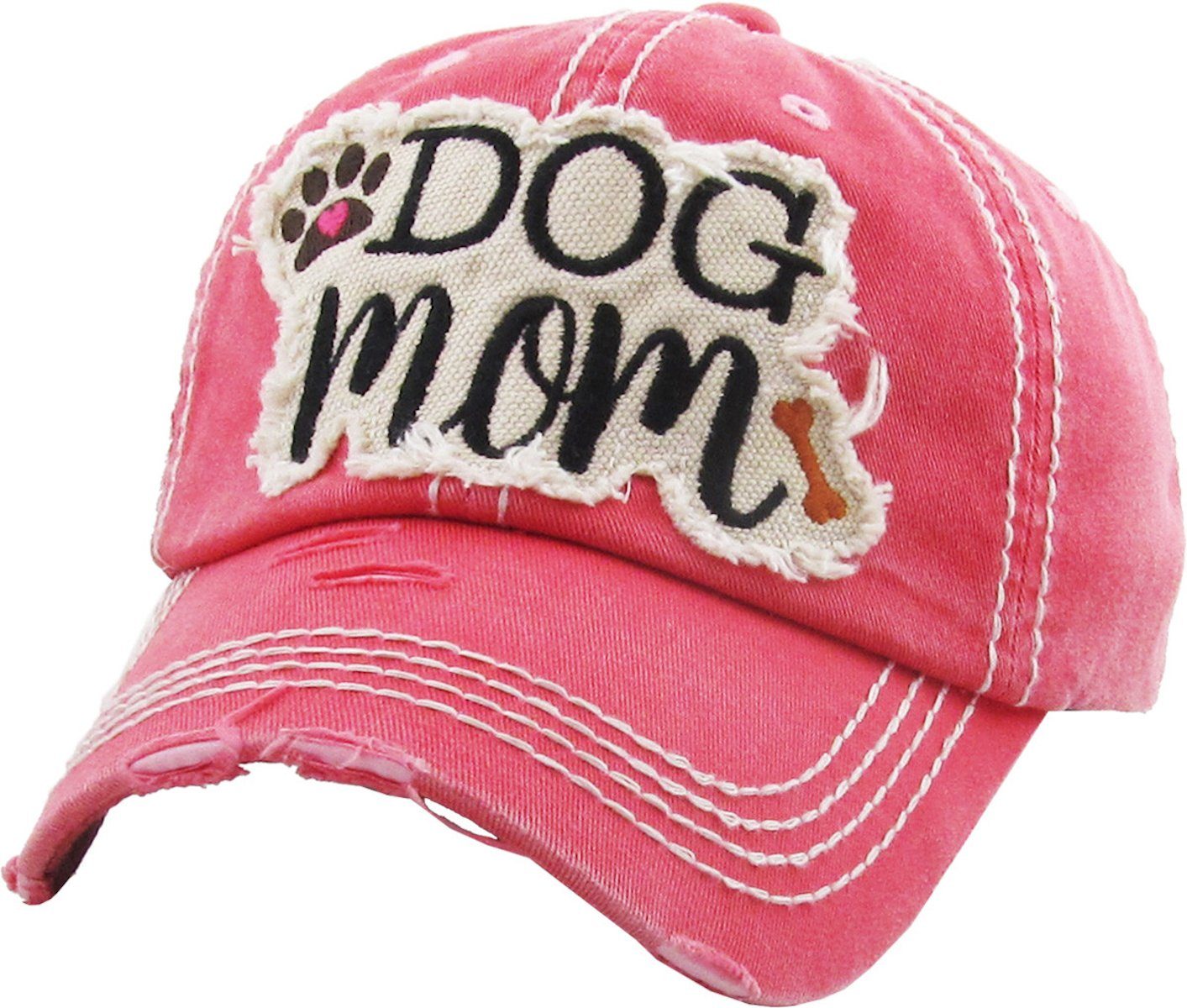 Sporty Baseball Cap Look Washed Damen Dog rosa Vintage Cap Mom used Baseballcap Vintage