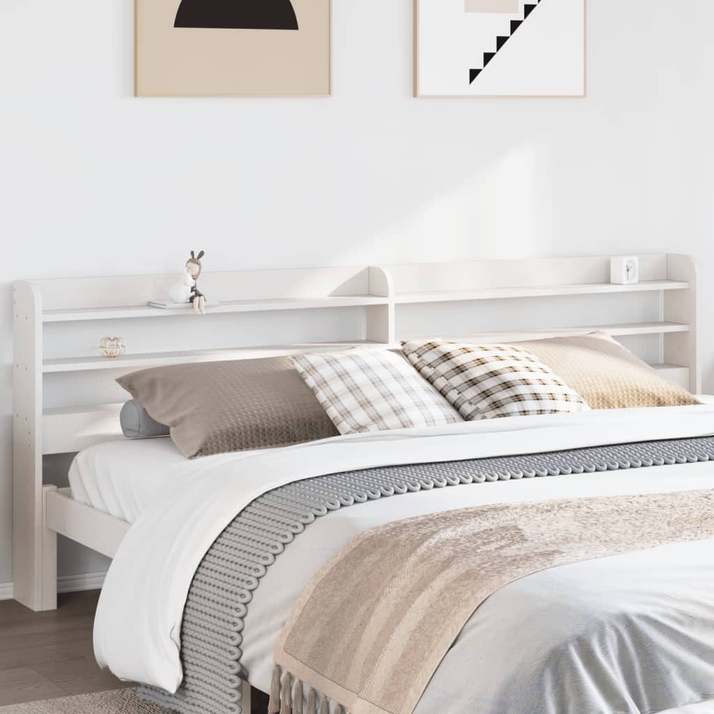 vidaXL Bett Kopfteil mit Ablagen Weiß 180 cm Massivholz Kiefer (1-tlg)